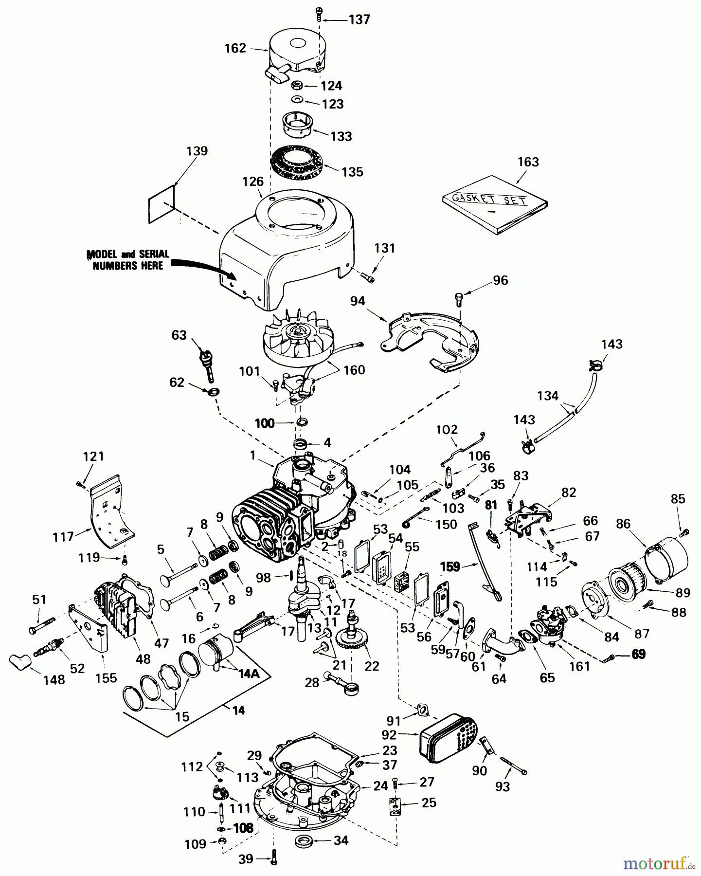 Toro Neu Mowers, Wide-Area Walk-Behind 23267 - Toro Lawnmower, 1983 (3000001-3999999) ENGINE TECUMSEH MODEL NO. TVM140-70287K