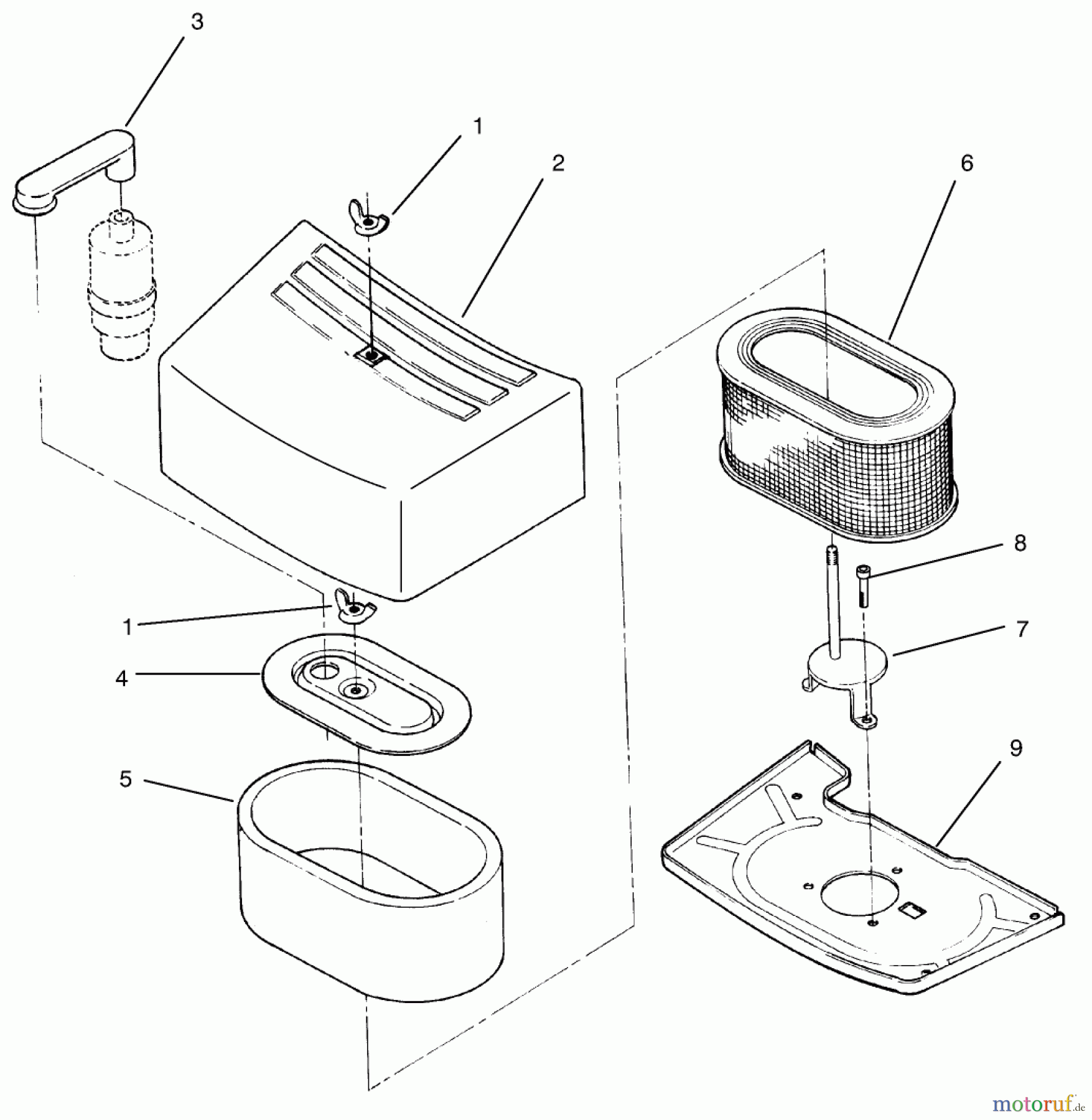  Toro Neu Mowers, Zero-Turn 74101 (620-Z) - Toro 620-Z Tractor, 1993 (390001-399999) AIR CLEANER ASSEMBLY