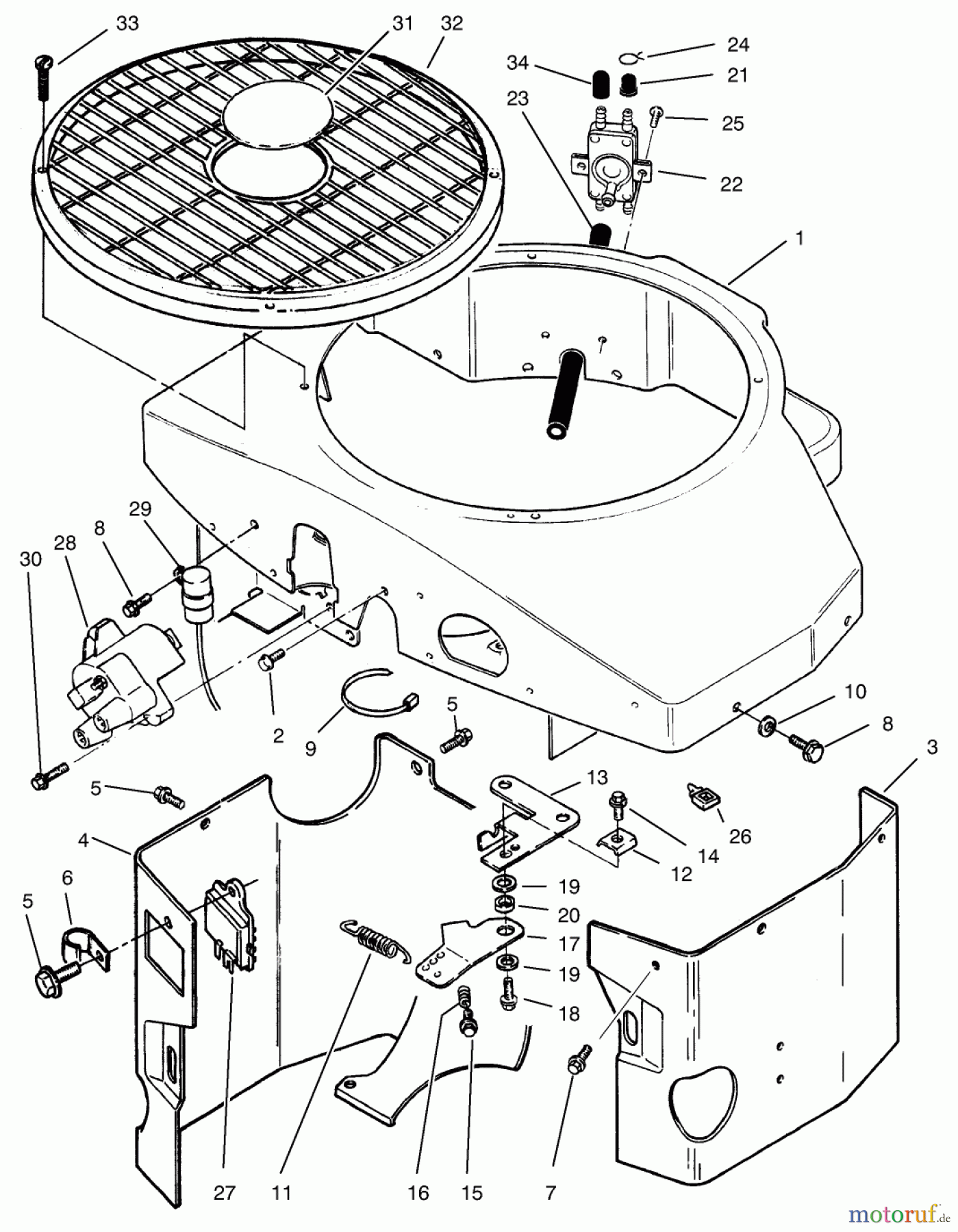 Toro Neu Mowers, Zero-Turn 74021 (616-Z) - Toro 616-Z Tractor, 1993 (39000001-39999999) COVERS, FUEL PUMP, COIL, REGULATOR & GOVERNOR LINKAGE ASSEMBLY