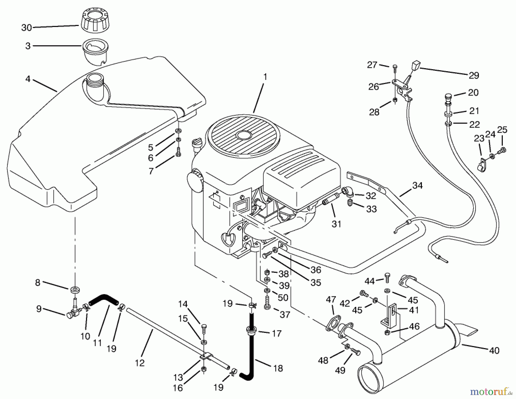 Toro Neu Mowers, Zero-Turn 74101 (620-Z) - Toro 620-Z Tractor, 1993 (390001-399999) ENGINE & FUEL SYSTEM ASSEMBLY