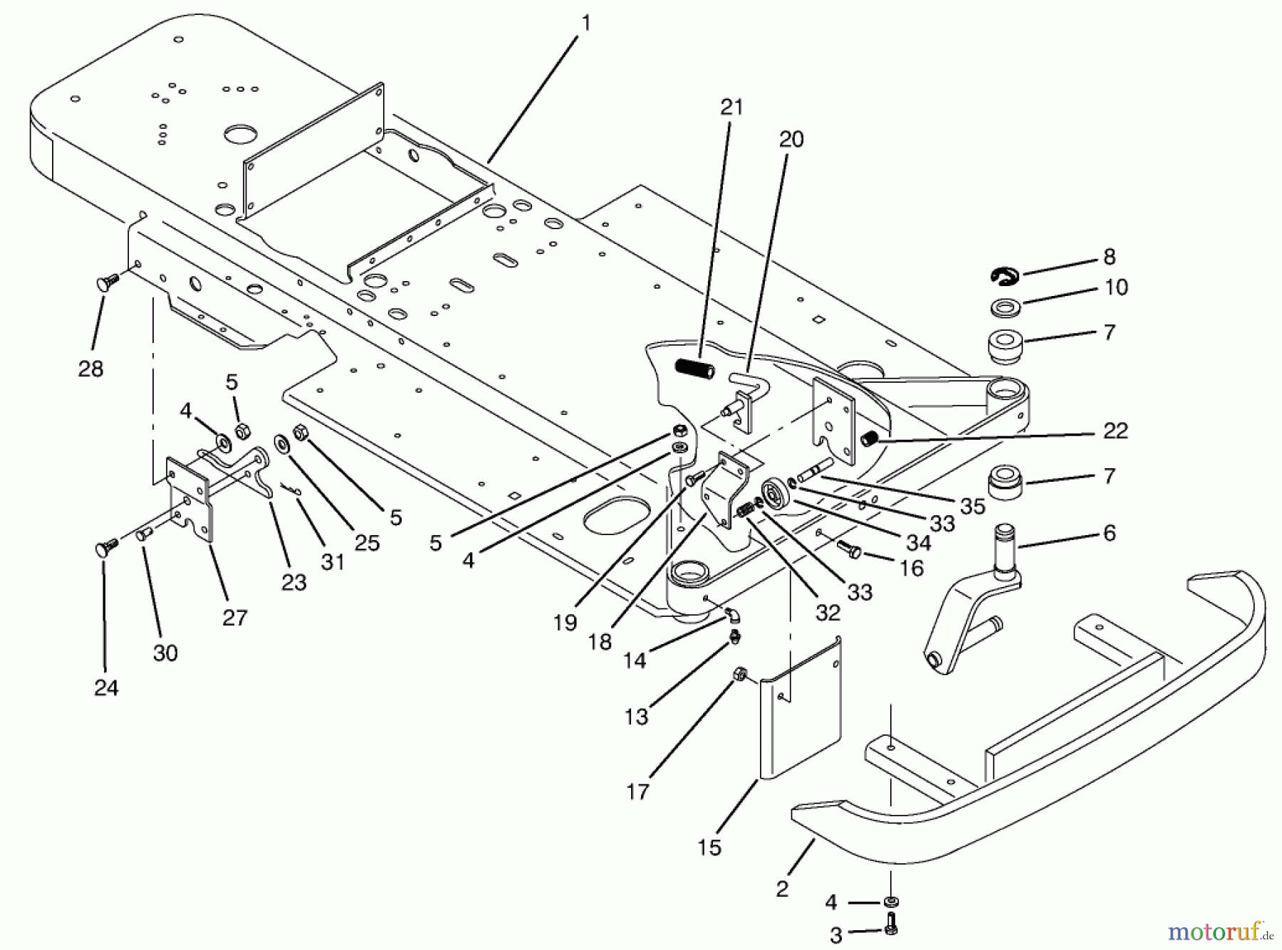 Toro Neu Mowers, Zero-Turn 74101 (620-Z) - Toro 620-Z Tractor, 1993 (390001-399999) FRAME & FRONT WHEEL FORK ASSEMBLY