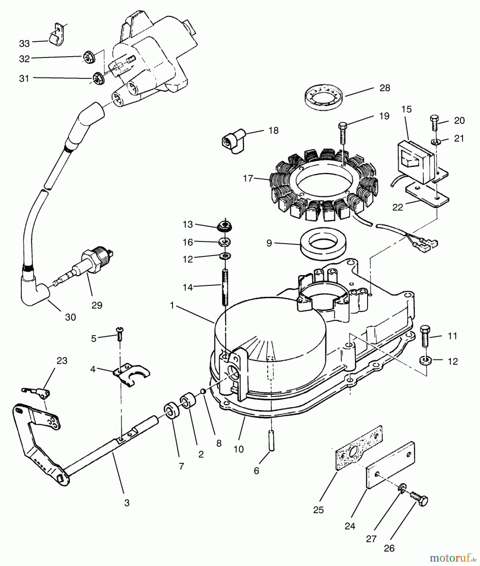 Toro Neu Mowers, Zero-Turn 74101 (620-Z) - Toro 620-Z Tractor, 1993 (390001-399999) GEARCASE & IGNITION ASSEMBLY