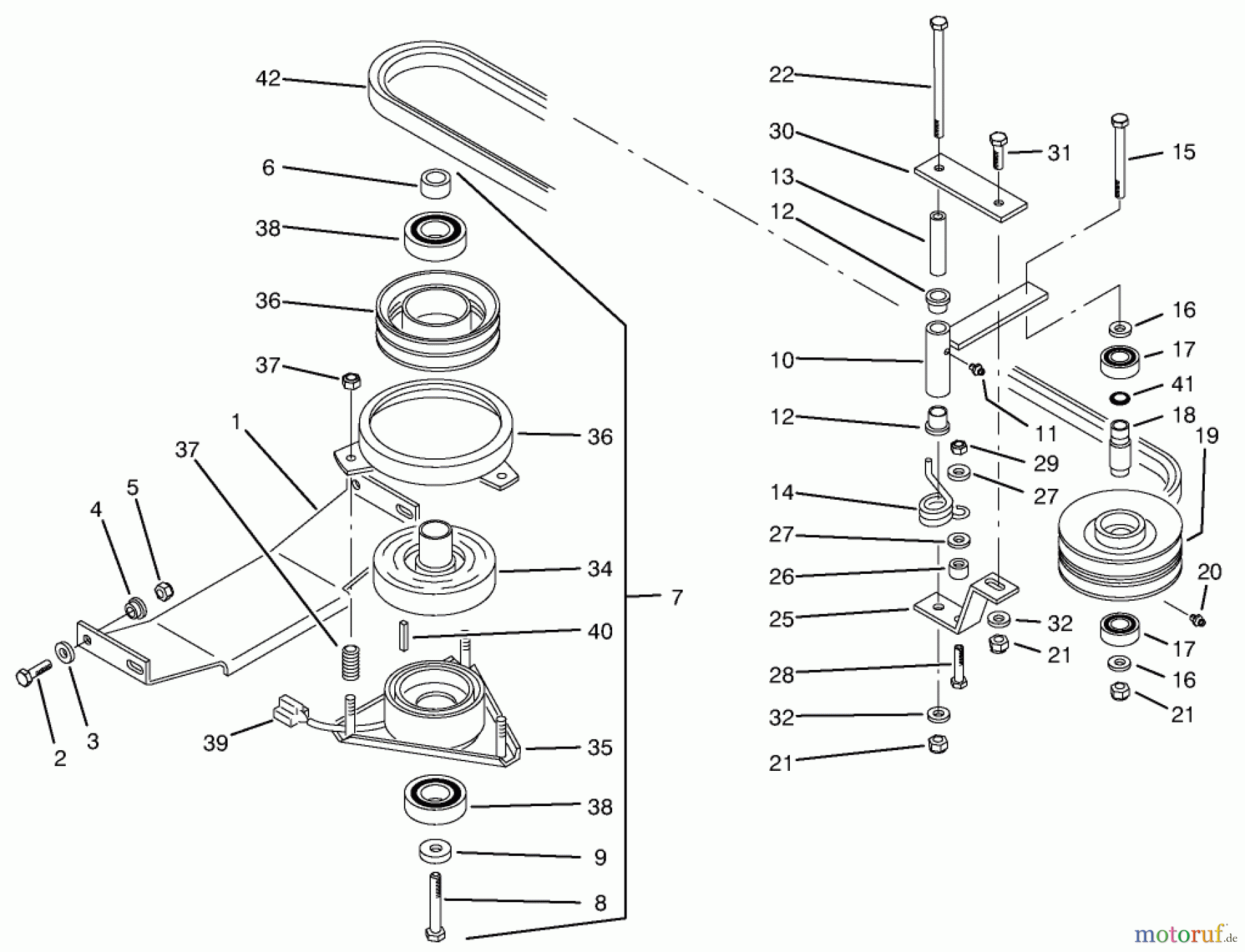  Toro Neu Mowers, Zero-Turn 74101 (620-Z) - Toro 620-Z Tractor, 1993 (390001-399999) PTO ELECTRIC CLUTCH & DRIVE ASSEMBLY