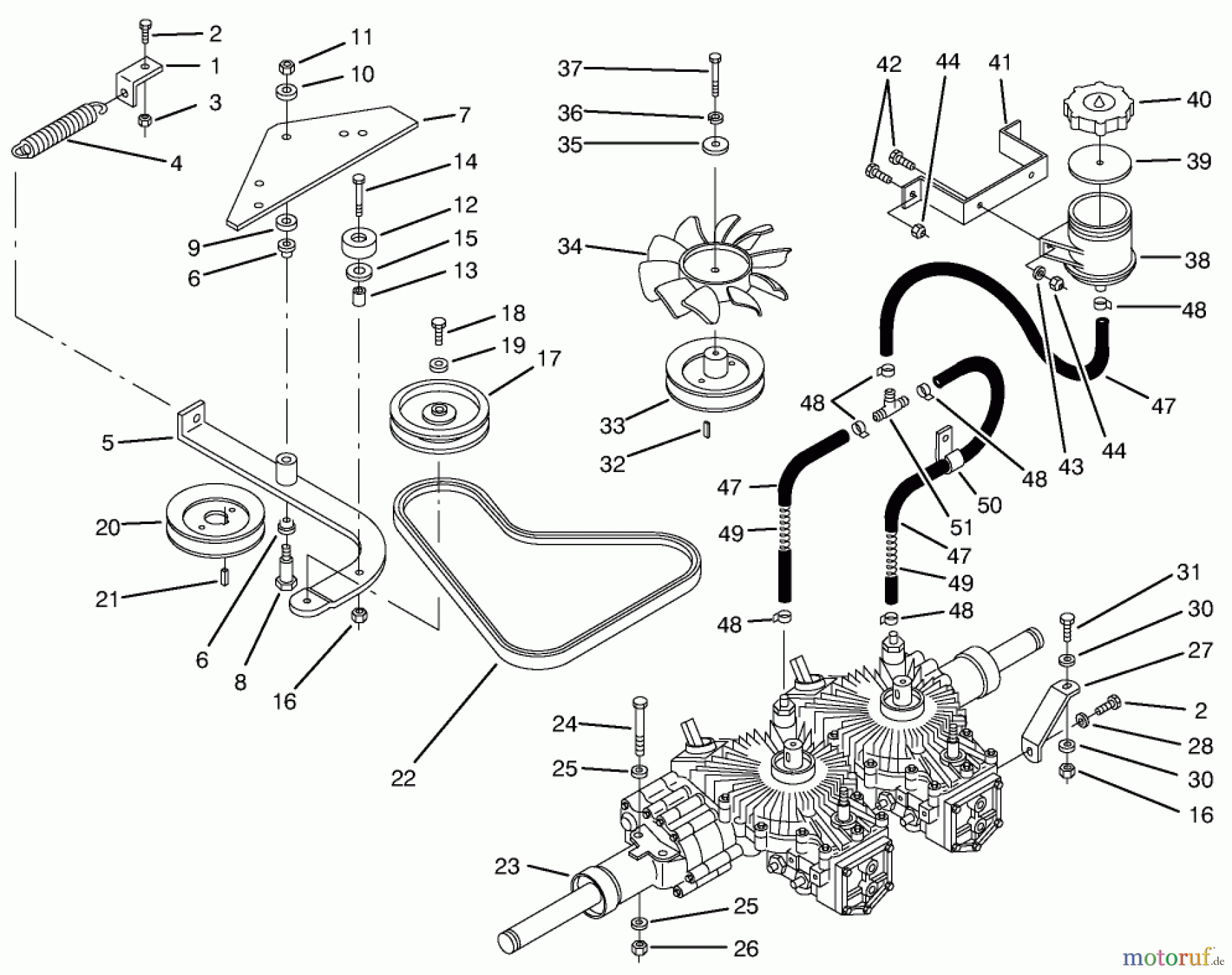  Toro Neu Mowers, Zero-Turn 74101 (620-Z) - Toro 620-Z Tractor, 1993 (390001-399999) TRANSMISSION & DRIVE SYSTEM ASSEMBLY