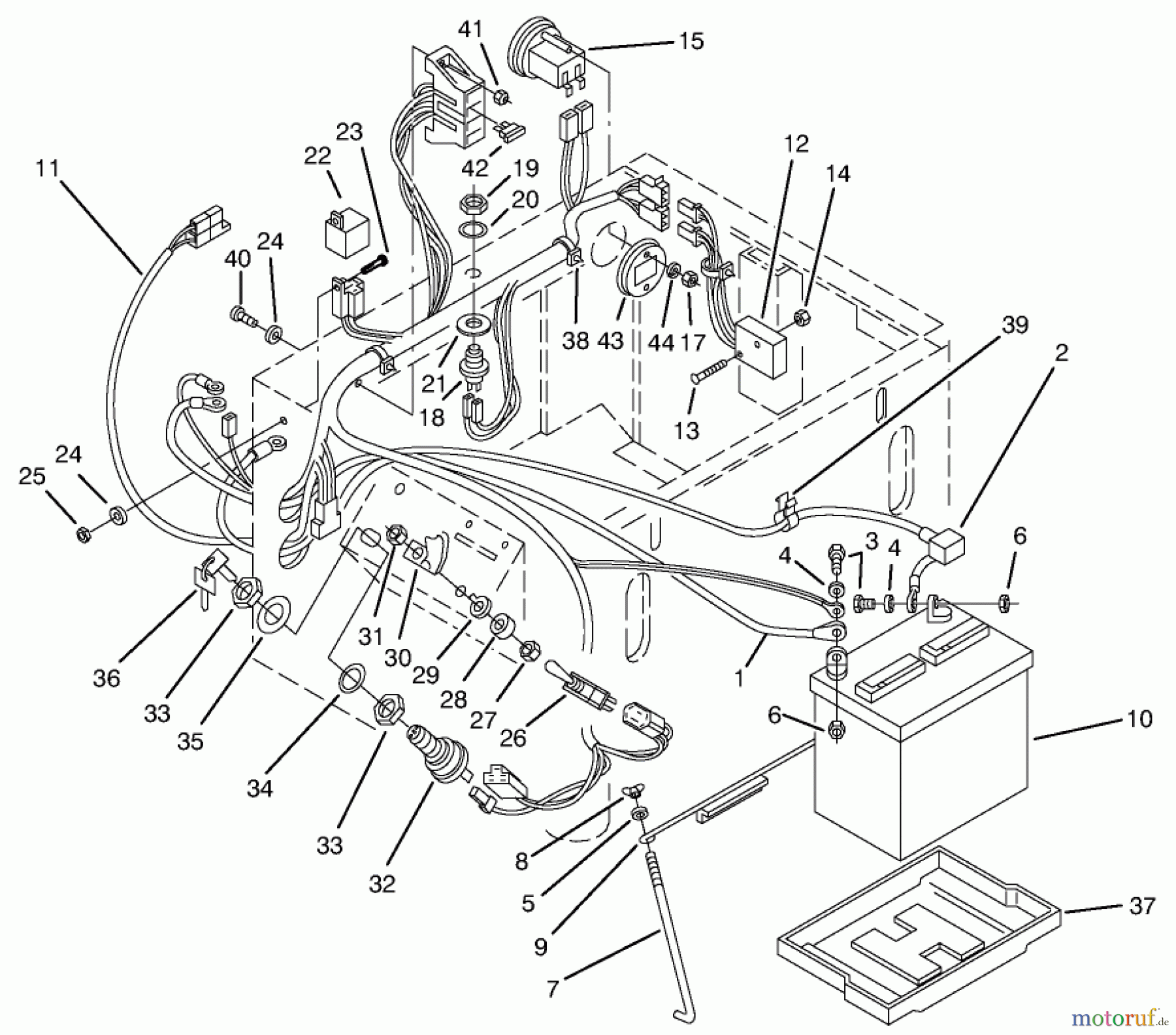 Toro Neu Mowers, Zero-Turn 74101 (620-Z) - Toro 620-Z Tractor, 1994 (490001-499999) ELECTRICAL SYSTEM ASSEMBLY