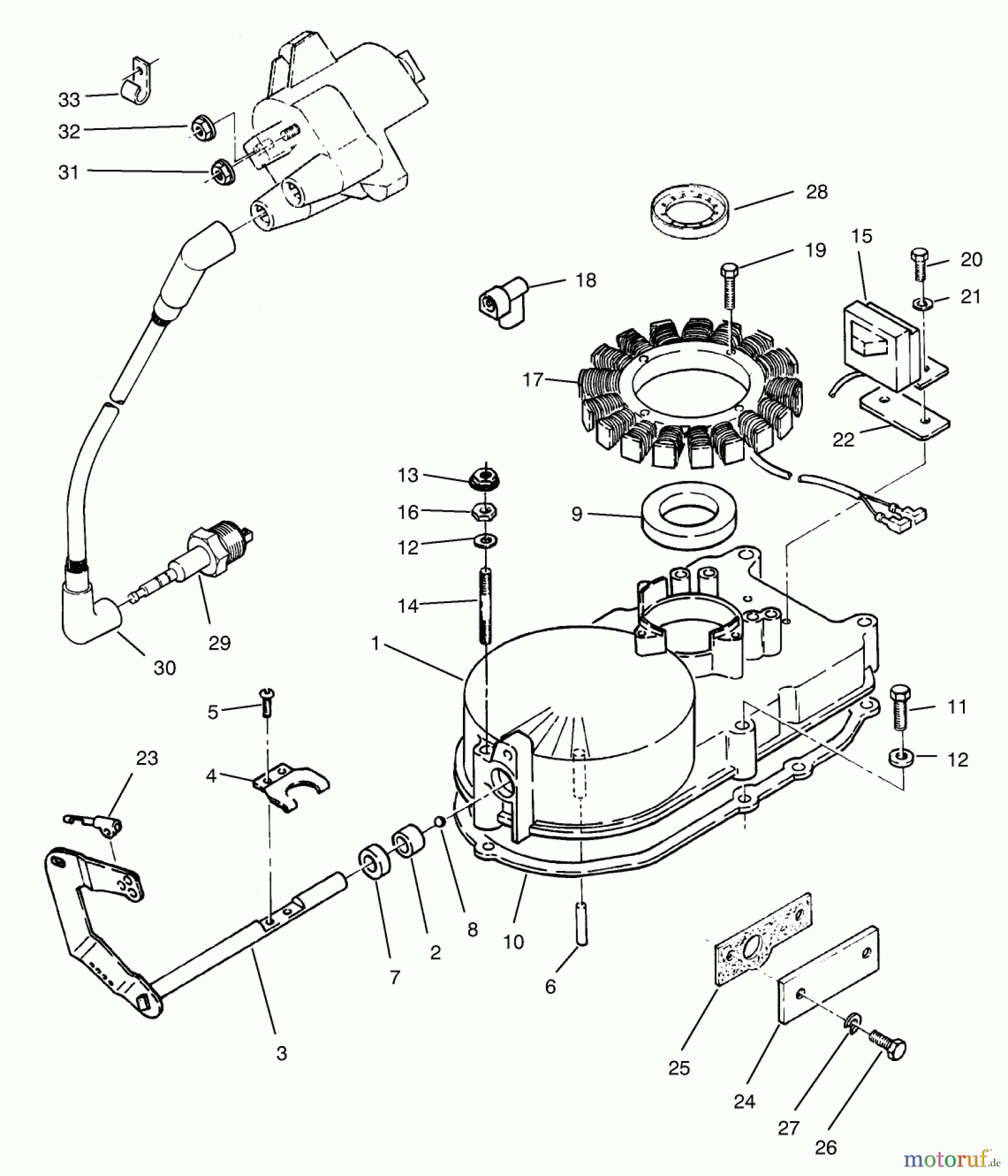 Toro Neu Mowers, Zero-Turn 74101 (620-Z) - Toro 620-Z Tractor, 1994 (490001-499999) GEARCASE & IGNITION ASSEMBLY