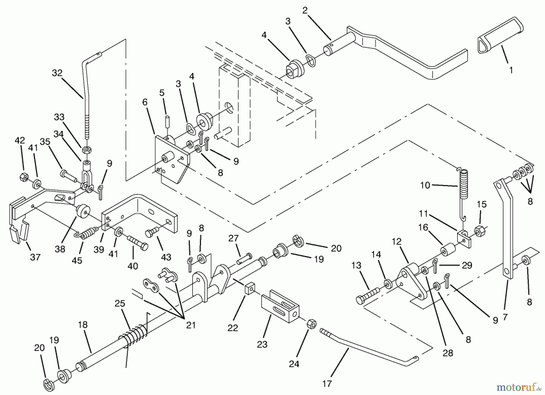 Toro Neu Mowers, Zero-Turn 74021 (616-Z) - Toro 616-Z Tractor, 1994 (490001-499999) PARKING BRAKE ASSEMBLY