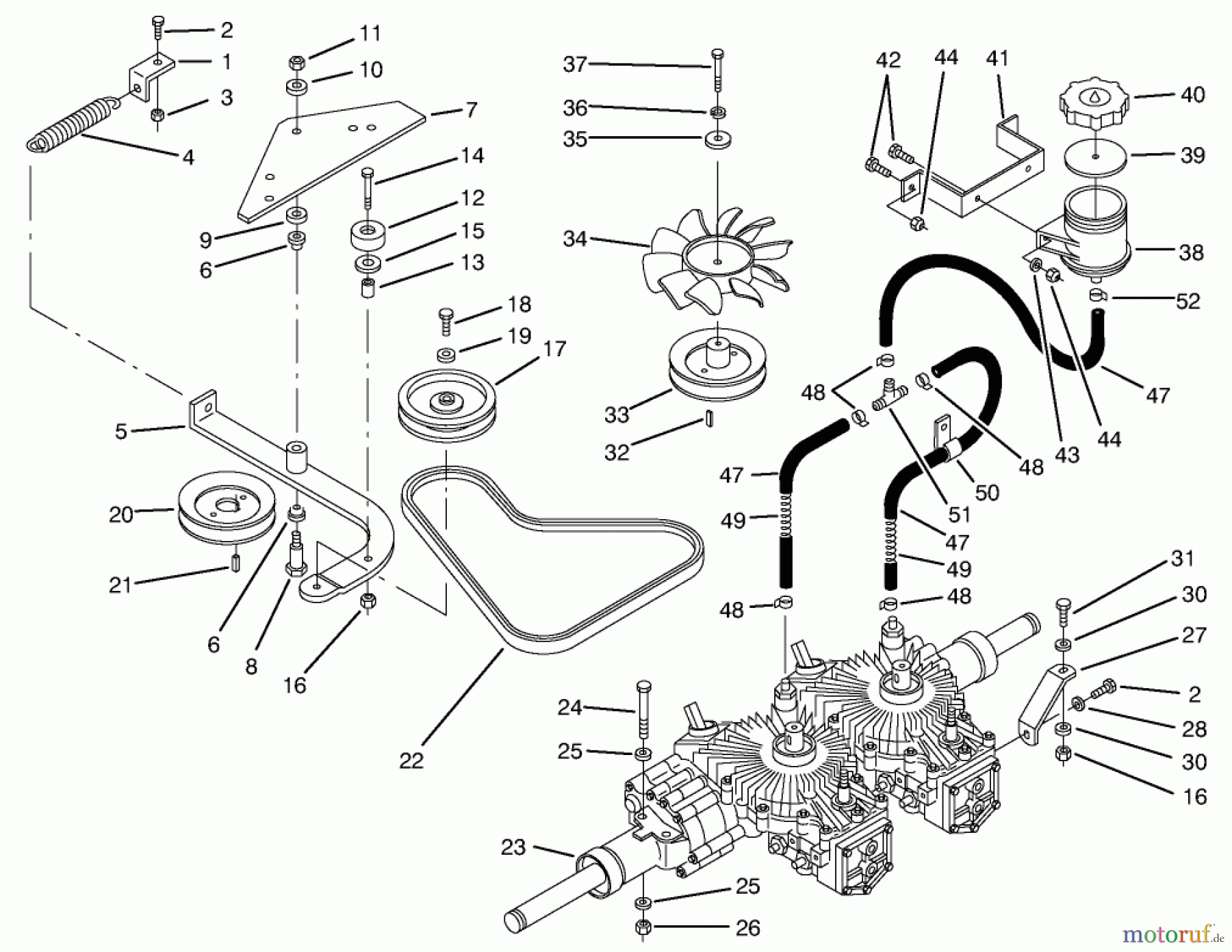 Toro Neu Mowers, Zero-Turn 74021 (616-Z) - Toro 616-Z Tractor, 1994 (490001-499999) TRANSMISSION & DRIVE SYSTEM ASSEMBLY