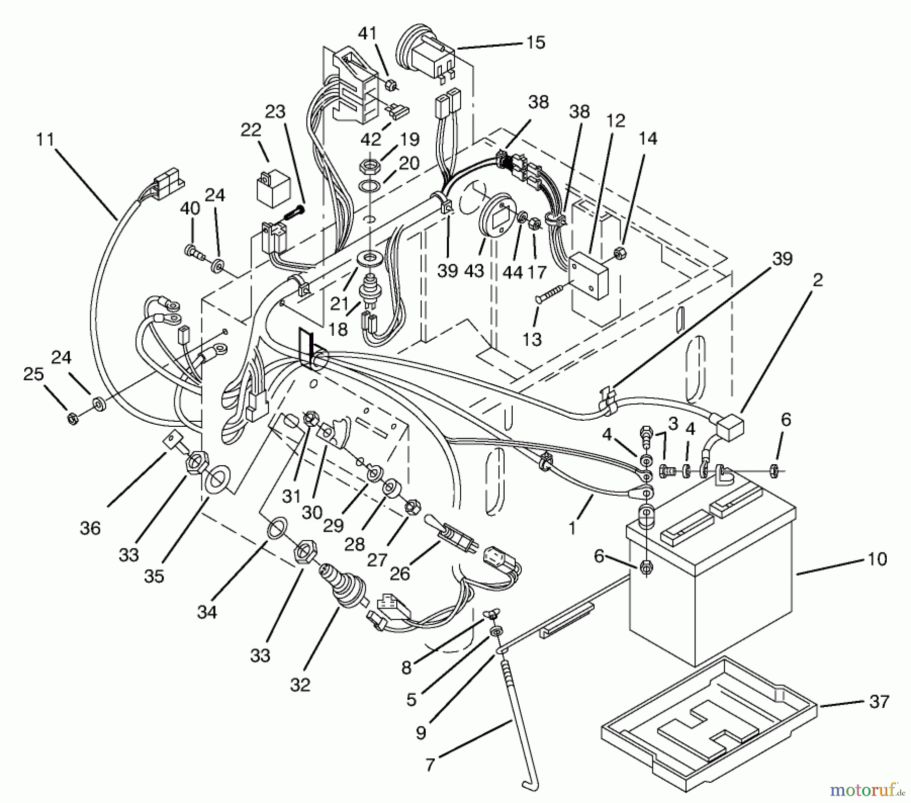  Toro Neu Mowers, Zero-Turn 74101 (620-Z) - Toro 620-Z Tractor, 1995 (590001-599999) ELECTRICAL SYSTEM ASSEMBLY