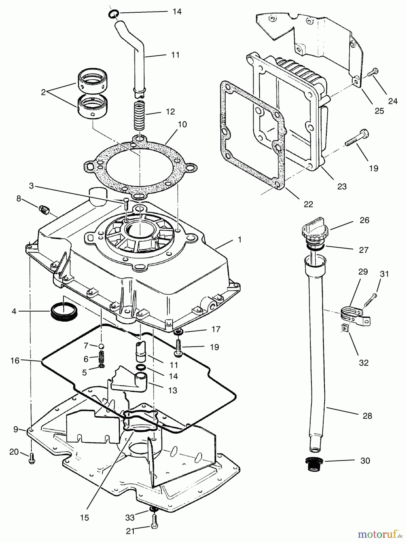 Toro Neu Mowers, Zero-Turn 74021 (616-Z) - Toro 616-Z Tractor, 1995 (590001-599999) OIL BASE & FILL TUBE ASSEMBLY