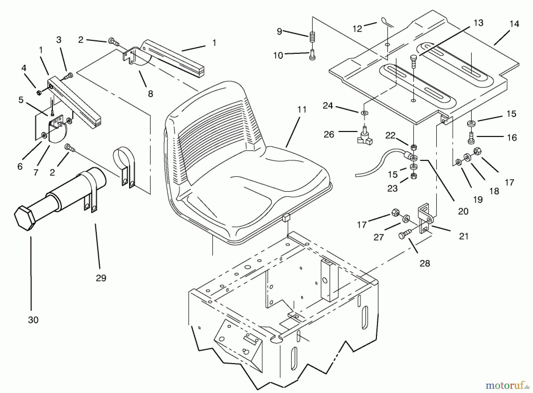 Toro Neu Mowers, Zero-Turn 74021 (616-Z) - Toro 616-Z Tractor, 1995 (590001-599999) SEAT ASSEMBLY