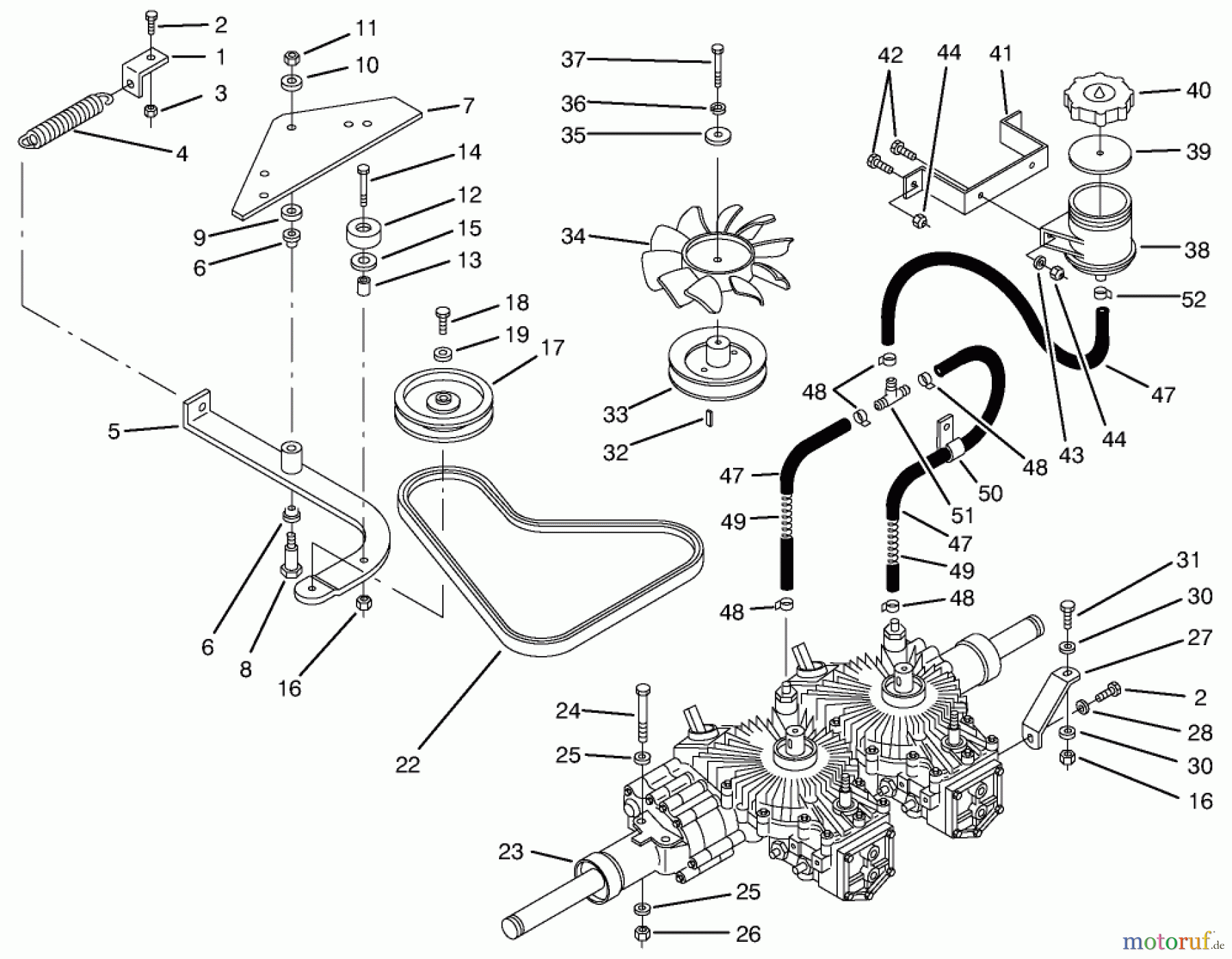 Toro Neu Mowers, Zero-Turn 74021 (616-Z) - Toro 616-Z Tractor, 1995 (590001-599999) TRANSMISSION & DRIVE SYSTEM ASSEMBLY