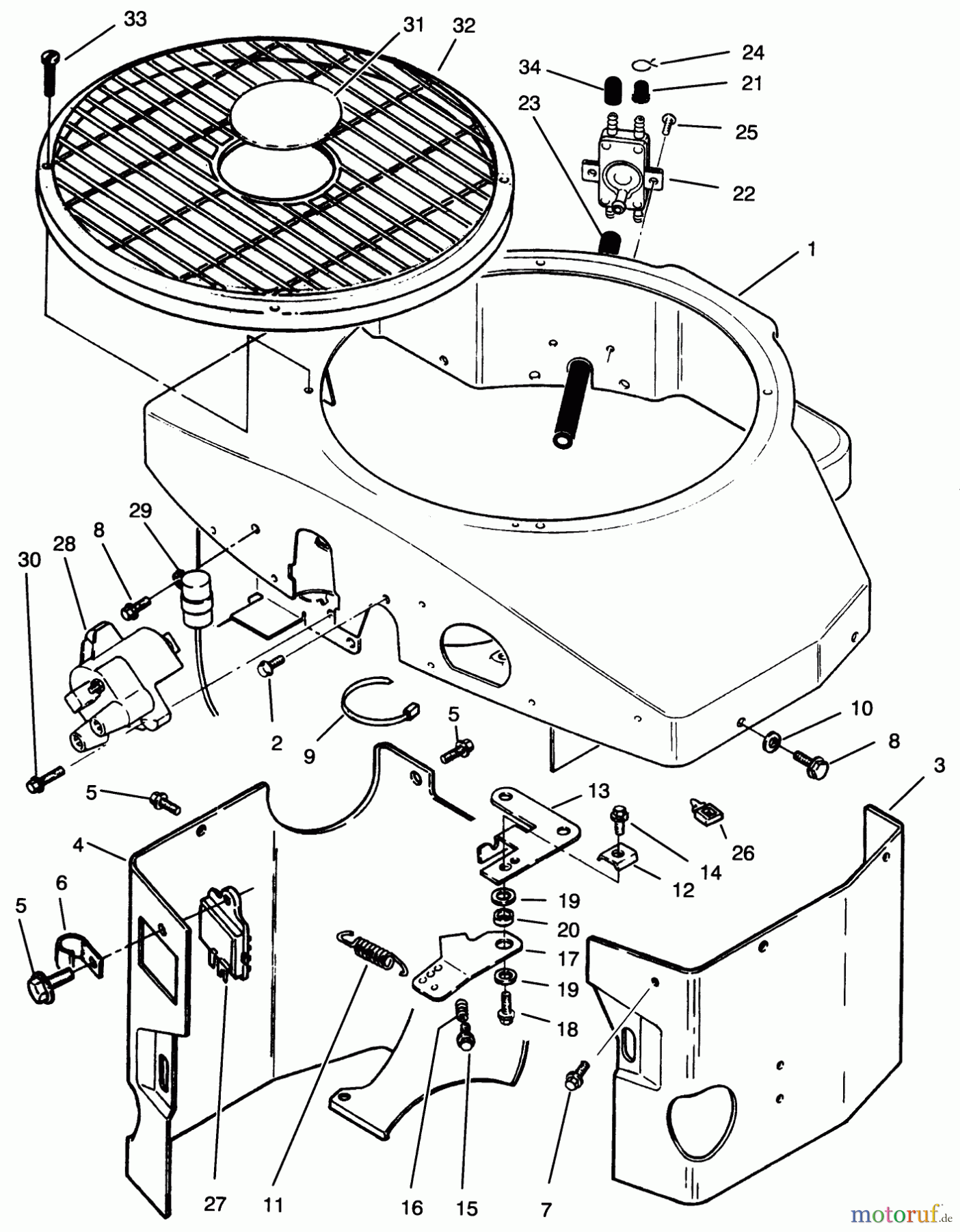  Toro Neu Mowers, Zero-Turn 74041 (616-Z) - Toro 616-Z Tractor, 1993 (39000001-39999999) COVERS, FUEL PUMP, COIL, REGULATOR & GOVERNOR LINKAGE ASSEMBLY