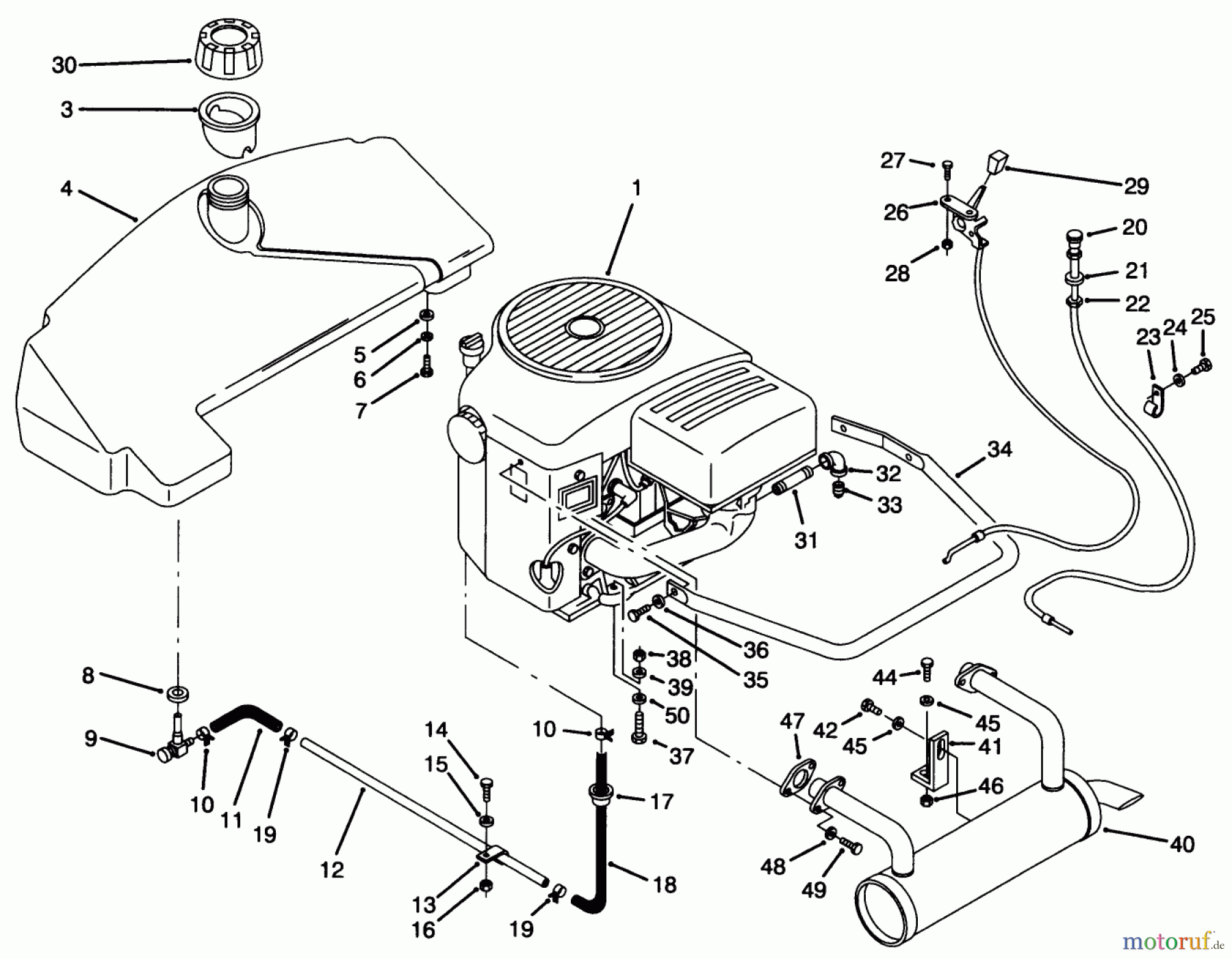 Toro Neu Mowers, Zero-Turn 74041 (616-Z) - Toro 616-Z Tractor, 1993 (39000001-39999999) ENGINE & FUEL SYSTEM ASSEMBLY