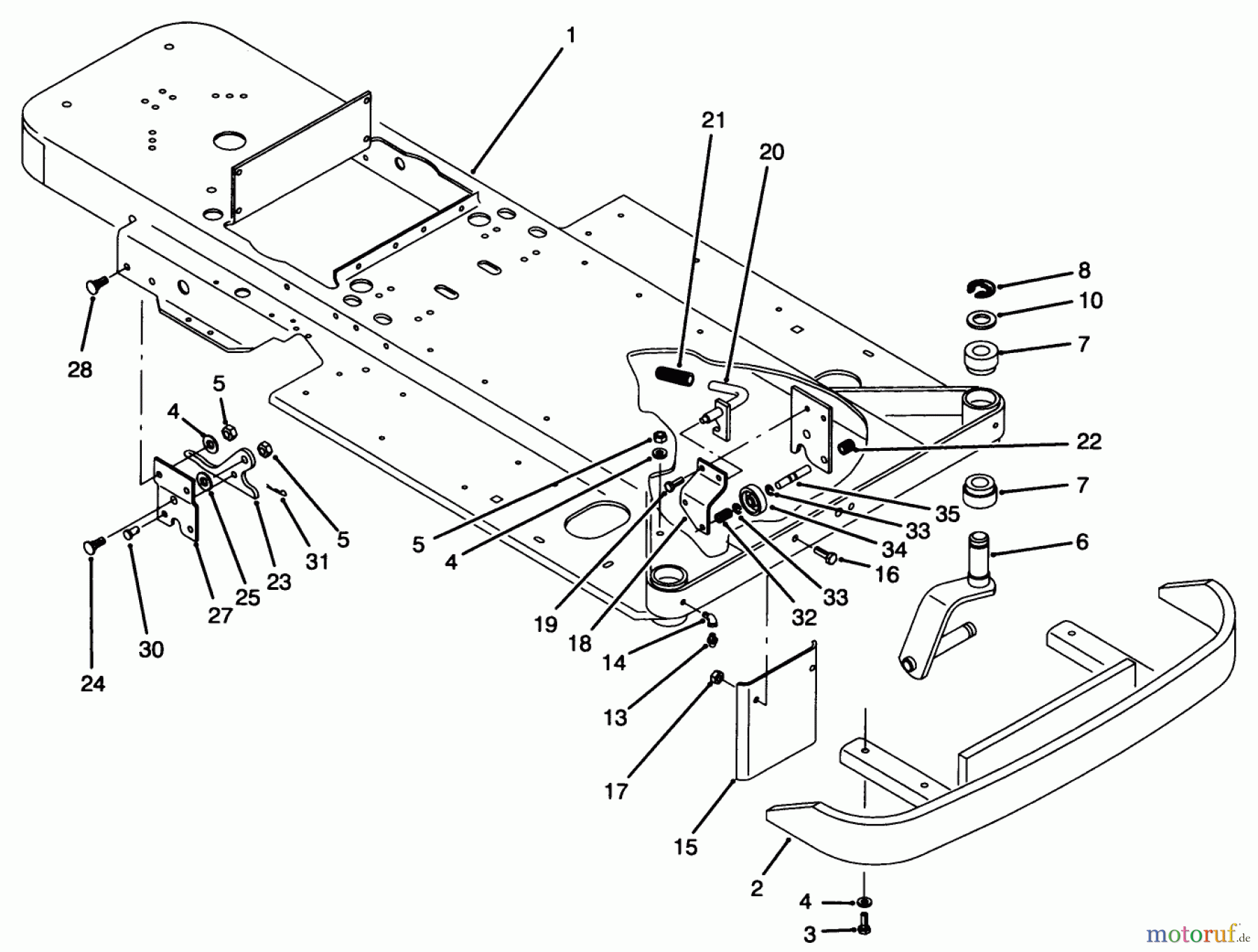  Toro Neu Mowers, Zero-Turn 74041 (616-Z) - Toro 616-Z Tractor, 1993 (39000001-39999999) FRAME & FRONT WHEEL FORK ASSEMBLY