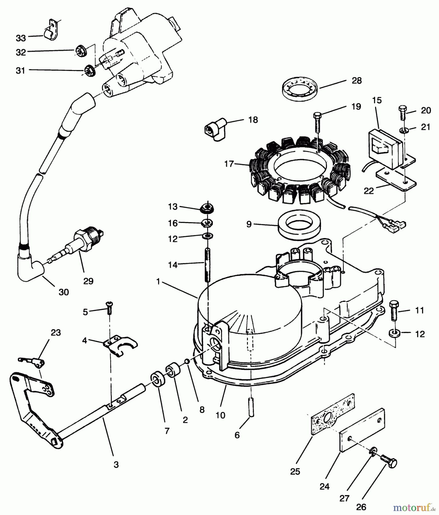 Toro Neu Mowers, Zero-Turn 74041 (616-Z) - Toro 616-Z Tractor, 1993 (39000001-39999999) GEARCASE & IGNITION ASSEMBLY
