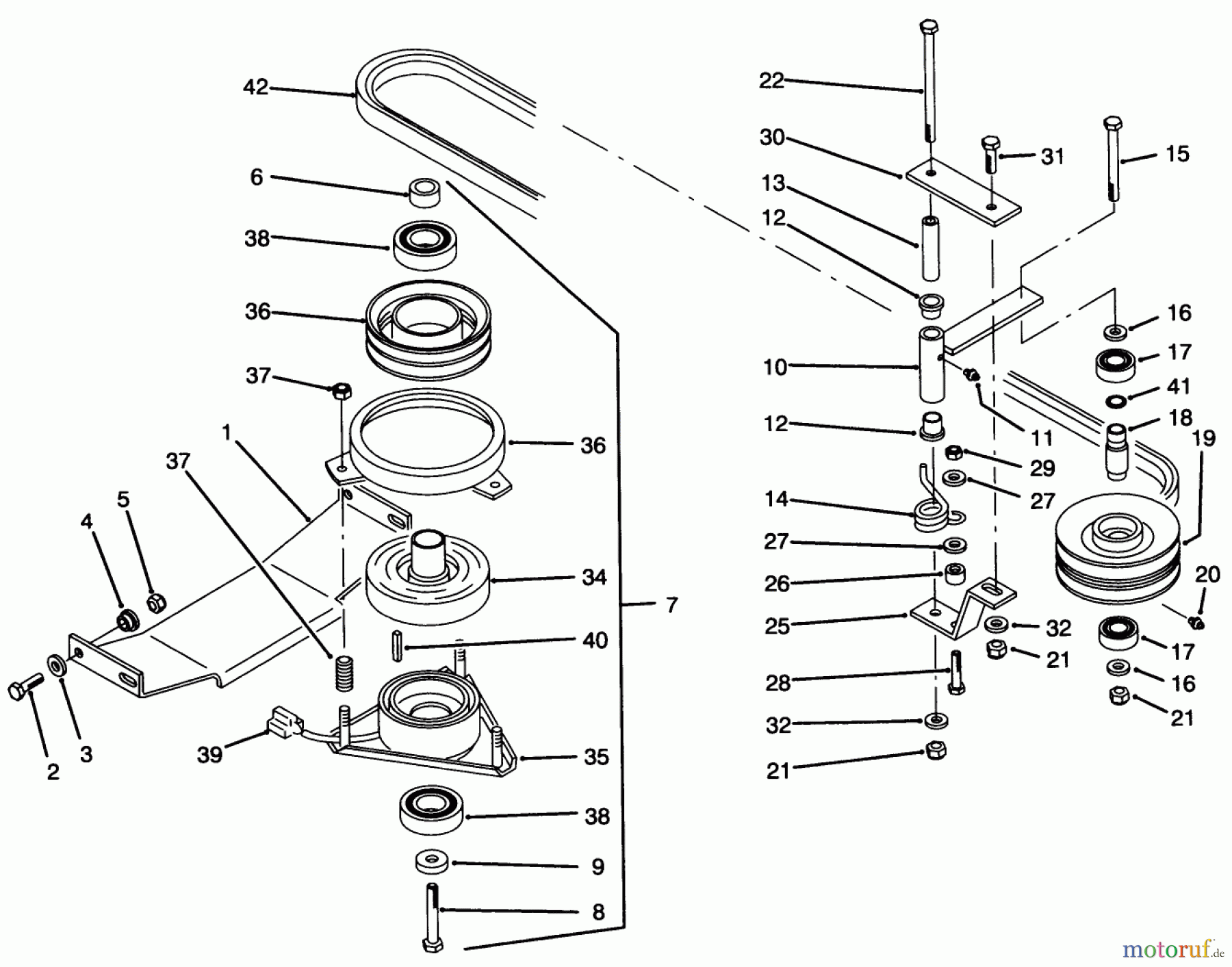 Toro Neu Mowers, Zero-Turn 74041 (616-Z) - Toro 616-Z Tractor, 1993 (39000001-39999999) PTO ELECTRIC CLUTCH & DRIVE ASSEMBLY