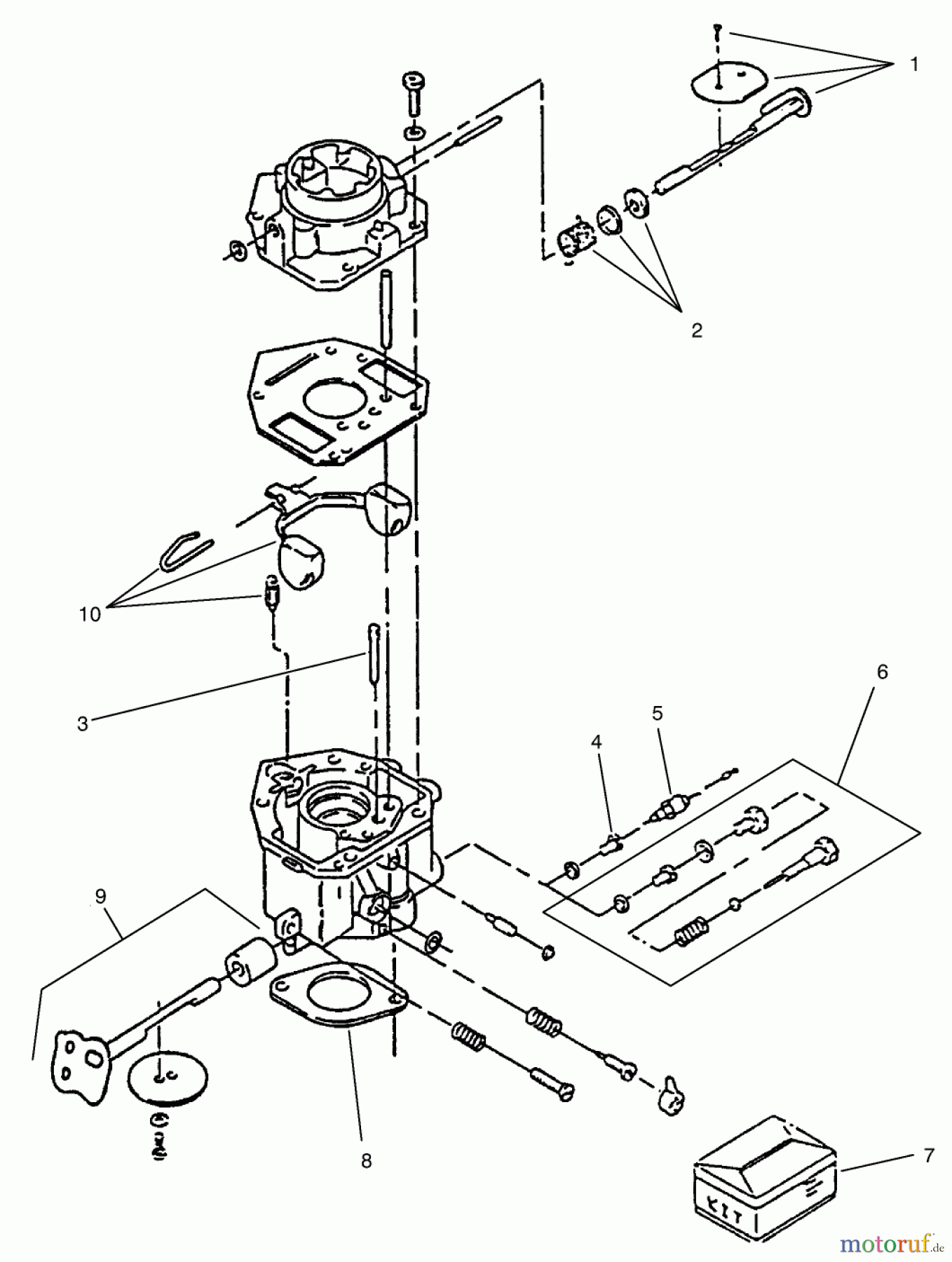  Toro Neu Mowers, Zero-Turn 74120 (616-Z) - Toro 616-Z Tractor, 1995 (590001-599999) CARBURETOR COMPONENTS ASSEMBLY