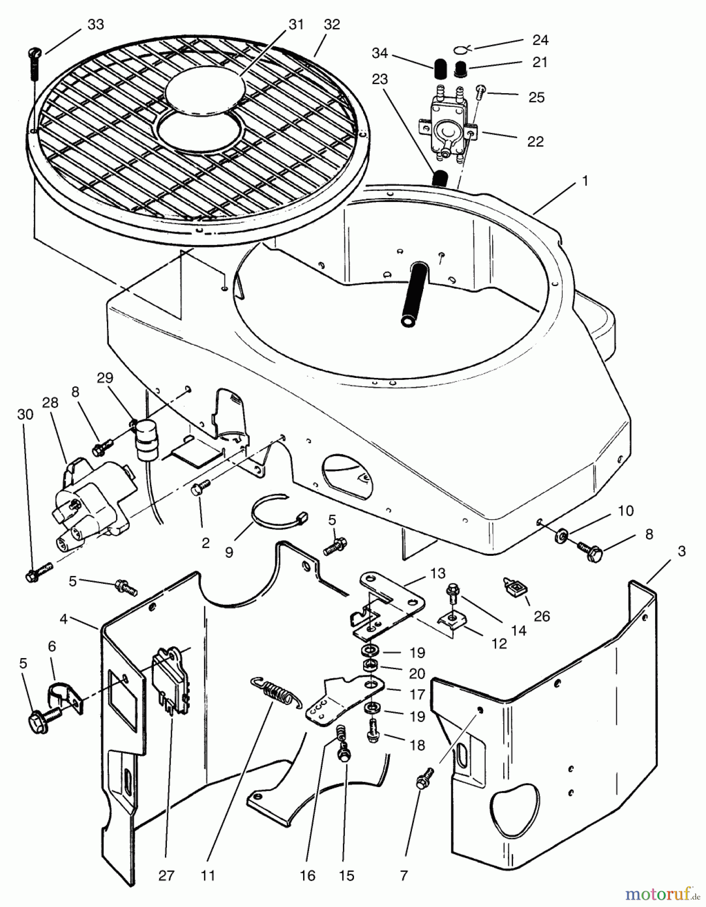  Toro Neu Mowers, Zero-Turn 74120 (616-Z) - Toro 616-Z Tractor, 1994 (490001-499999) COVERS, FUEL PUMP COIL, REGUL.ATOR & GOVERNOR LINKAGE ASSEMBLY