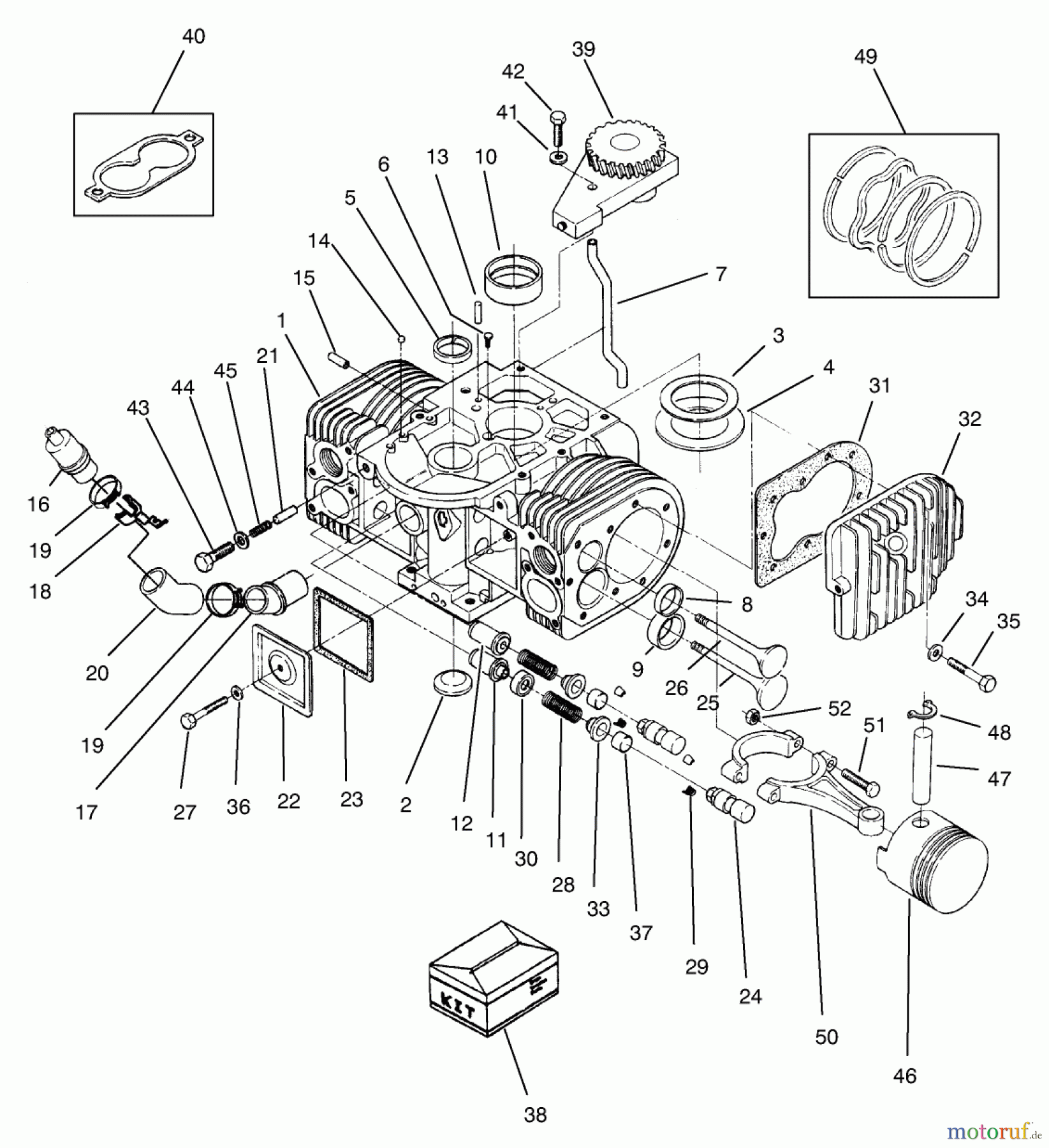 Toro Neu Mowers, Zero-Turn 74041 (616-Z) - Toro 616-Z Tractor, 1994 (49000001-49999999) ENGINE CYLINDER BLOCK ASSEMBLY