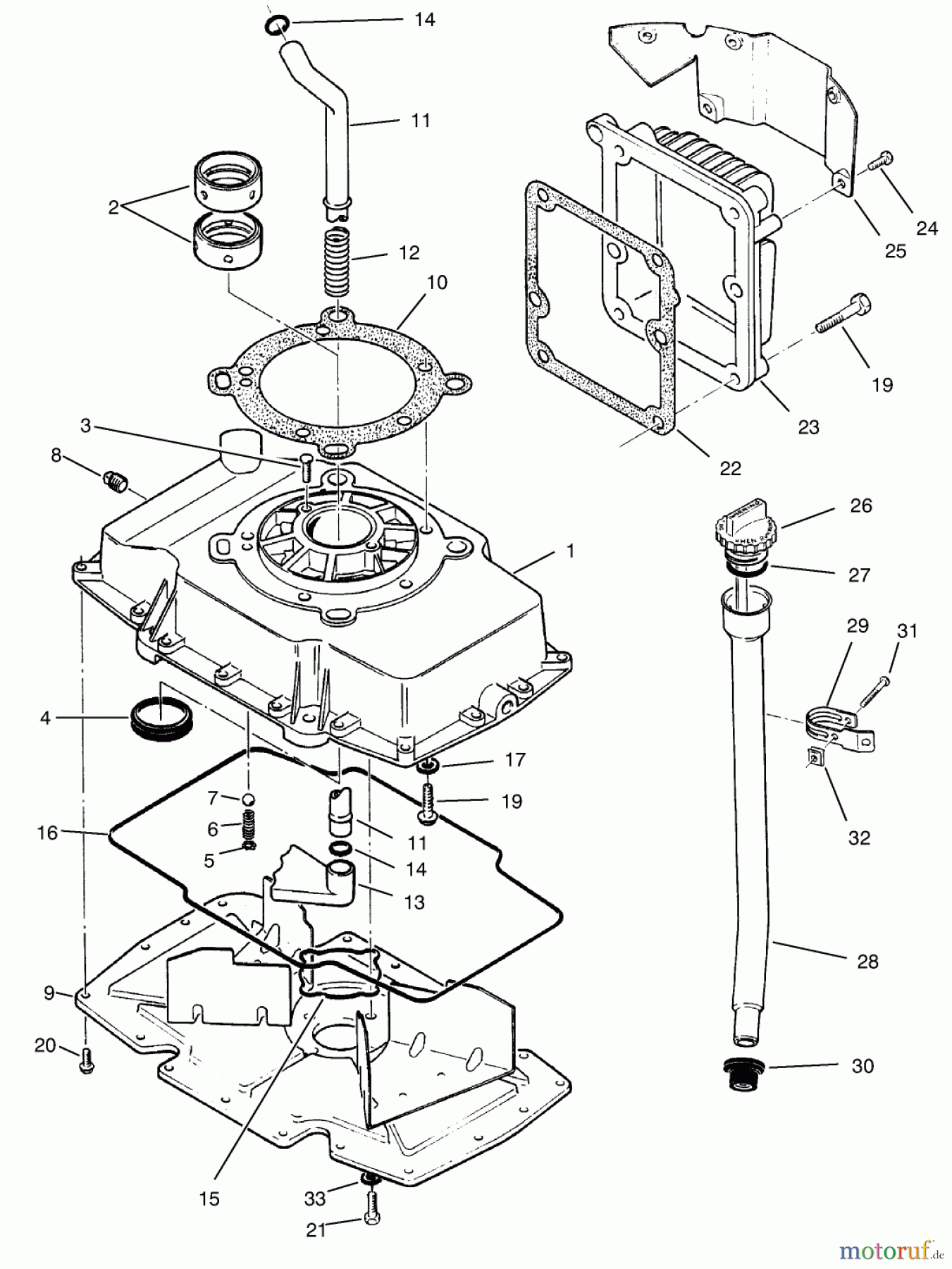  Toro Neu Mowers, Zero-Turn 74120 (616-Z) - Toro 616-Z Tractor, 1995 (590001-599999) OIL BASE & FILL TUBE ASSEMBLY