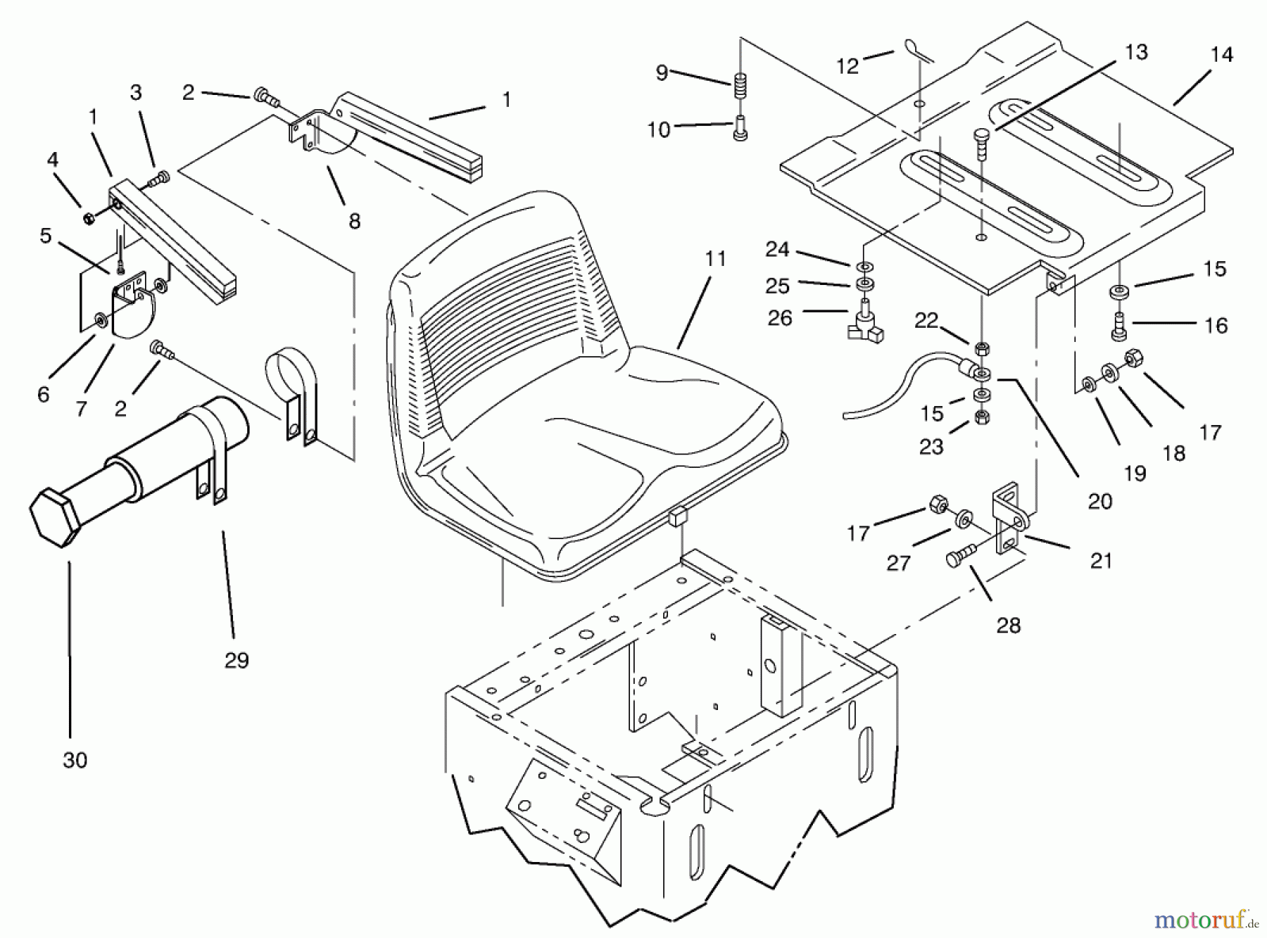  Toro Neu Mowers, Zero-Turn 74120 (616-Z) - Toro 616-Z Tractor, 1994 (490001-499999) SEAT ASSEMBLY