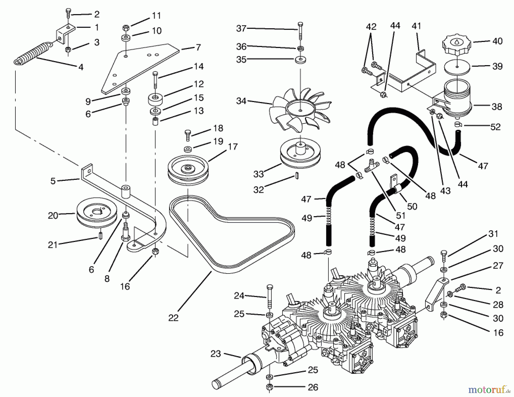 Toro Neu Mowers, Zero-Turn 74120 (616-Z) - Toro 616-Z Tractor, 1995 (590001-599999) TRANSMISSION & DRIVE SYSTEM ASSEMBLY