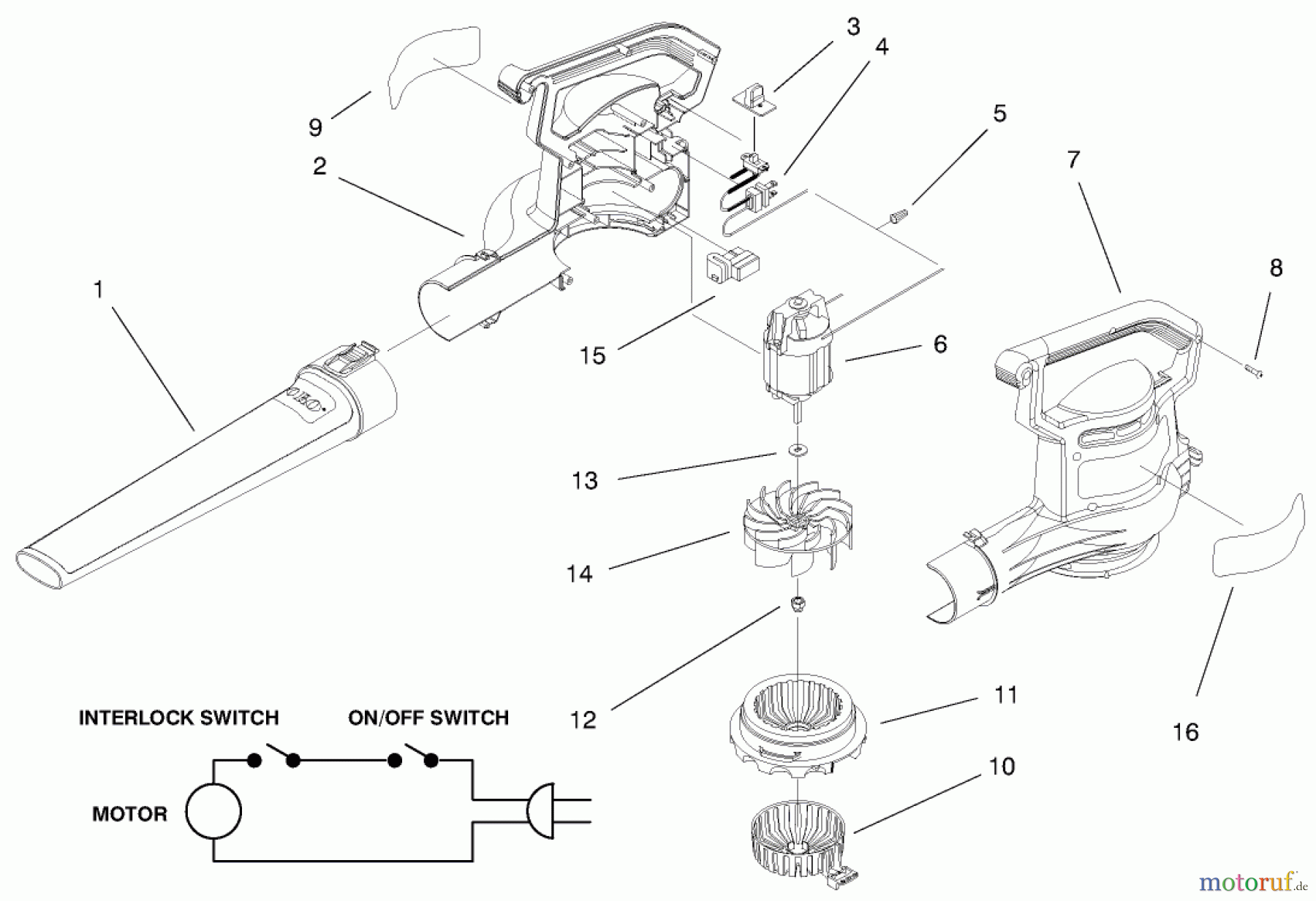 Toro Neu Blowers/Vacuums/Chippers/Shredders 51582 - Toro Super Blower Vac, 1996 (69000001-69999999) BLOWER ASSEMBLY