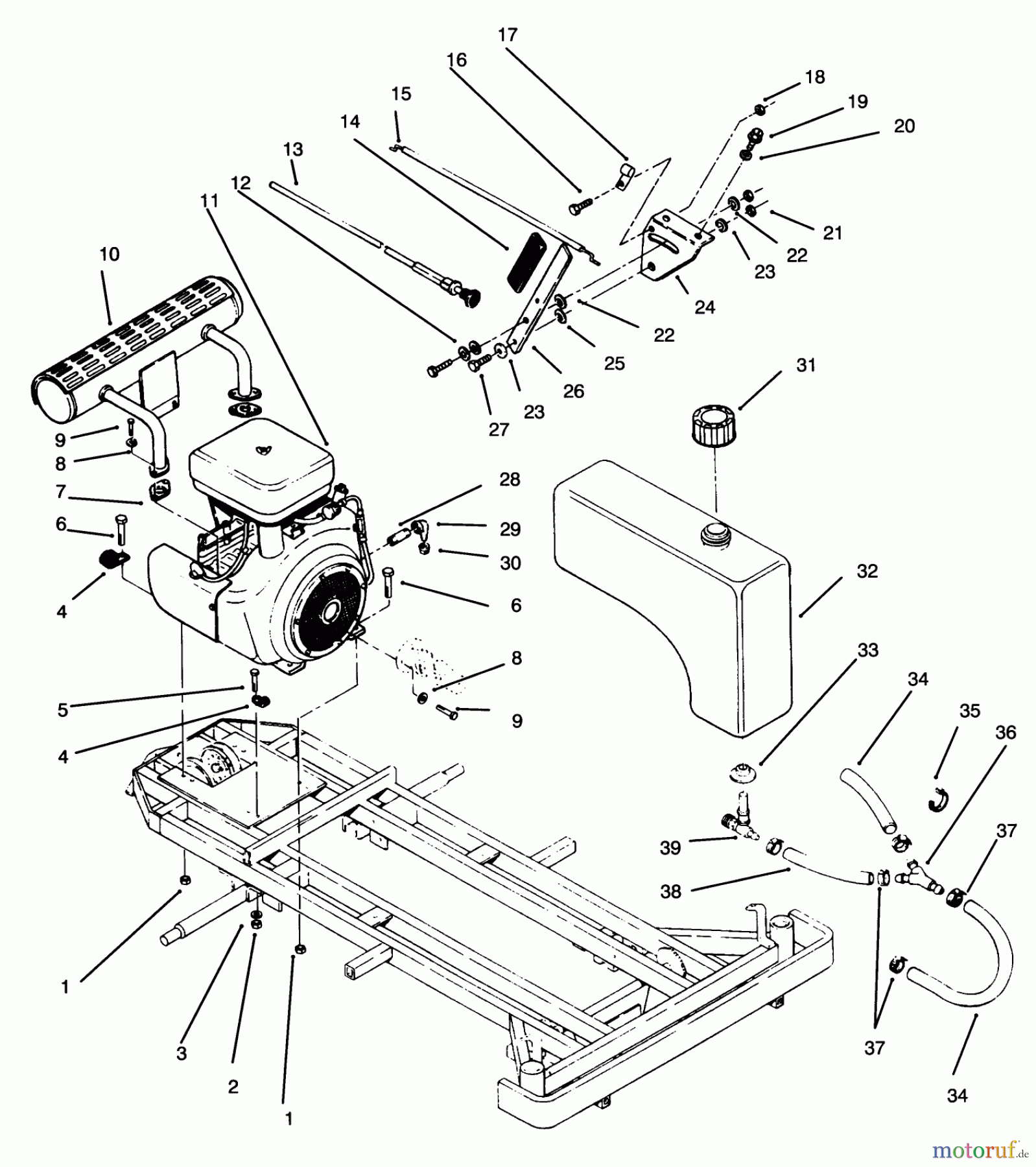 Toro Neu Mowers, Zero-Turn 74140 (724-Z) - Toro 724-Z Tractor, 1994 (49000001-49999999) ENGINE AND FUEL SYSTEMS