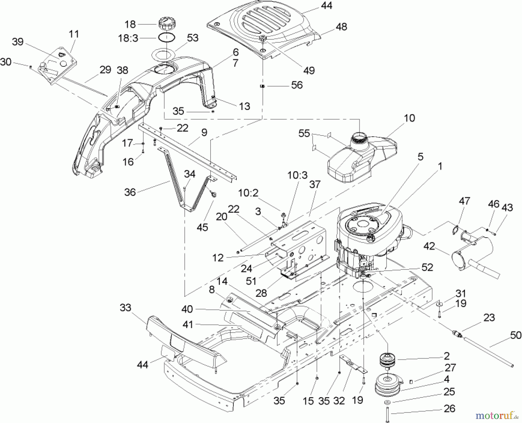 Toro Neu Mowers, Zero-Turn 74301 (14-38Z) - Toro 14-38Z TimeCutter Z Riding Mower, 2004 (240000001-240000893) ENGINE ASSEMBLY