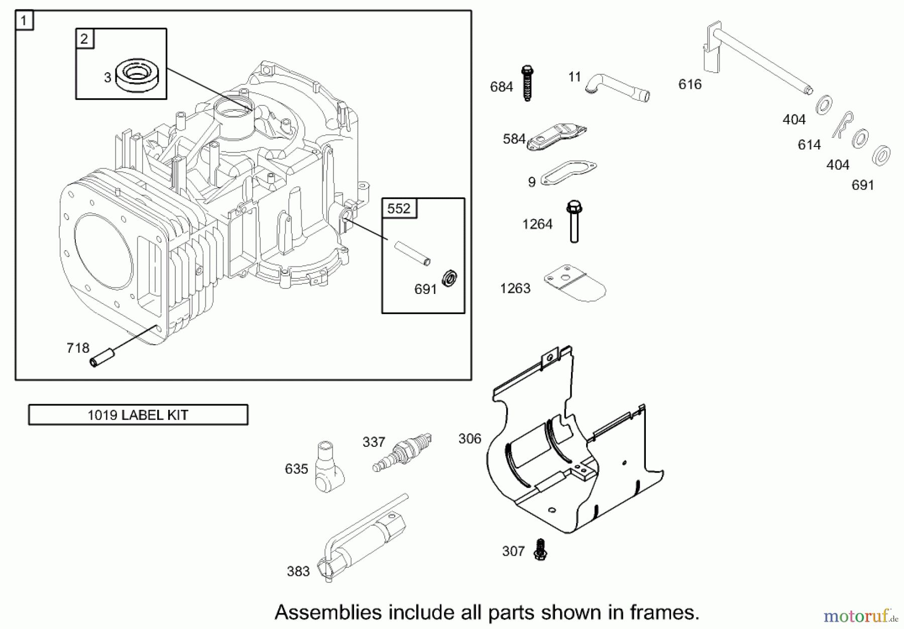 Toro Neu Mowers, Zero-Turn 74325 (16-42Z) - Toro 16-42Z TimeCutter Z Riding Mower, 2003 (230000001-230999999) CYLINDER ASSEMBLY ENGINE BRIGGS AND STRATTON MODEL 286H77-0165-E1