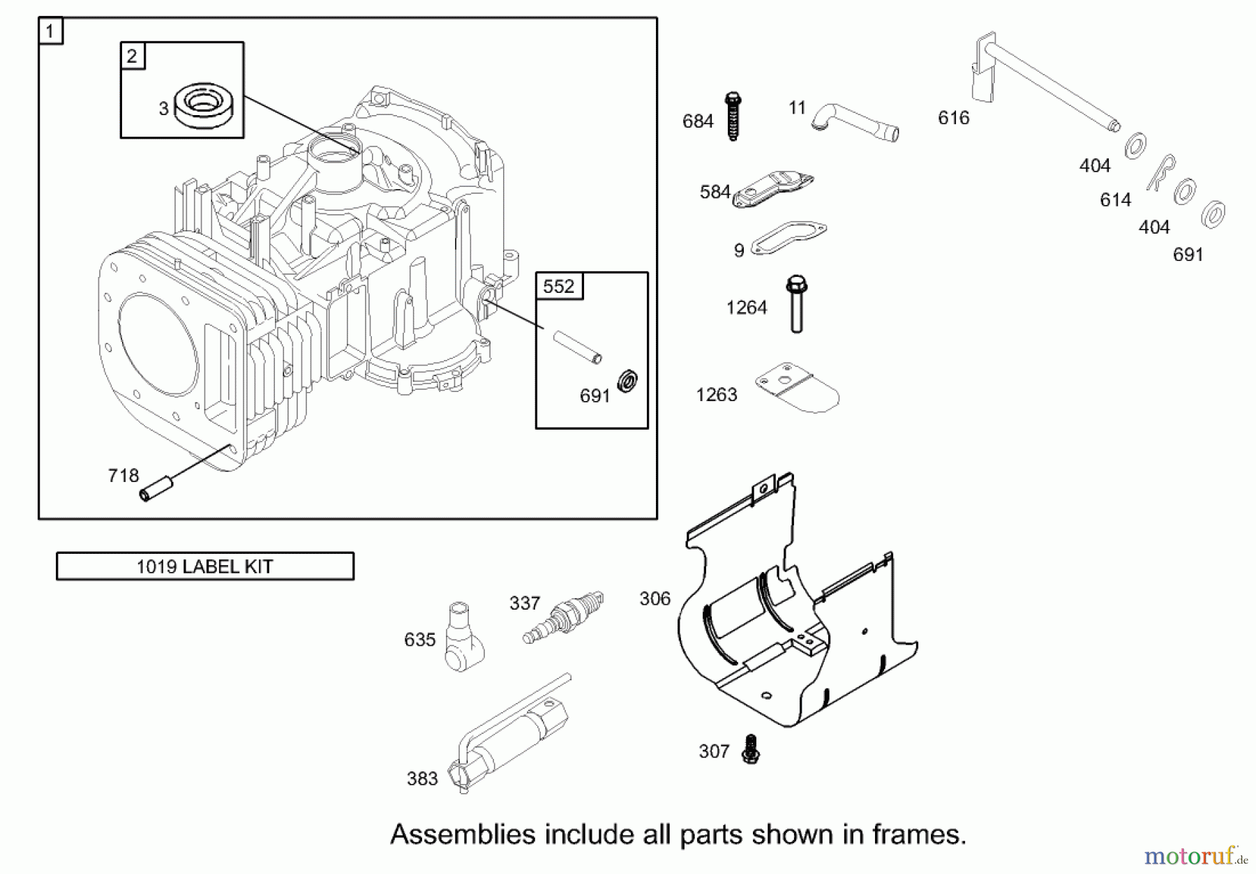 Toro Neu Mowers, Zero-Turn 74325 (16-42Z) - Toro 16-42Z TimeCutter Z Riding Mower, 2004 (240000001-240999999) CYLINDER ASSEMBLY BRIGGS AND STRATTON 286H77-0165-E1