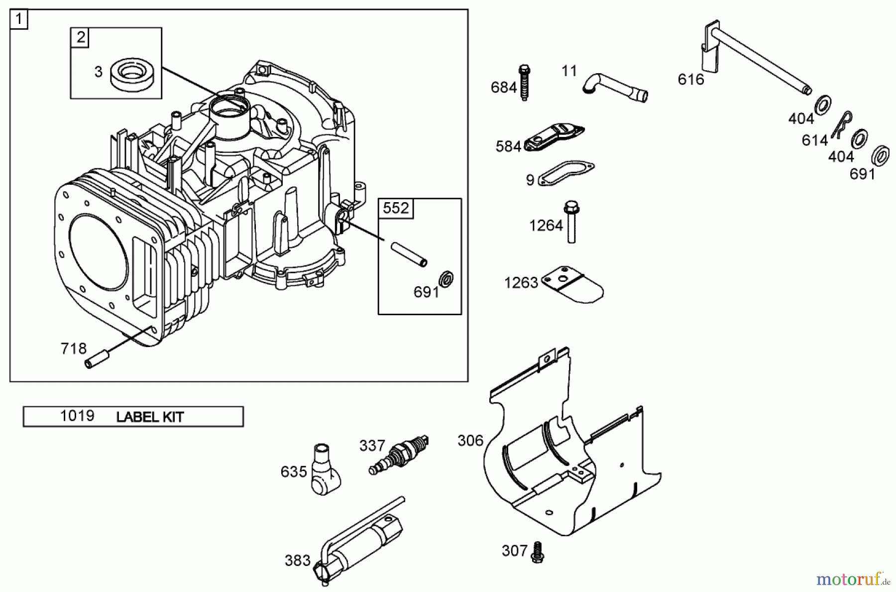 Toro Neu Mowers, Zero-Turn 74325 (Z420) - Toro TimeCutter Z420 Riding Mower, 2005 (250000001-250999999) CYLINDER ASSEMBLY BRIGGS AND STRATTON 286H77-0165-E1