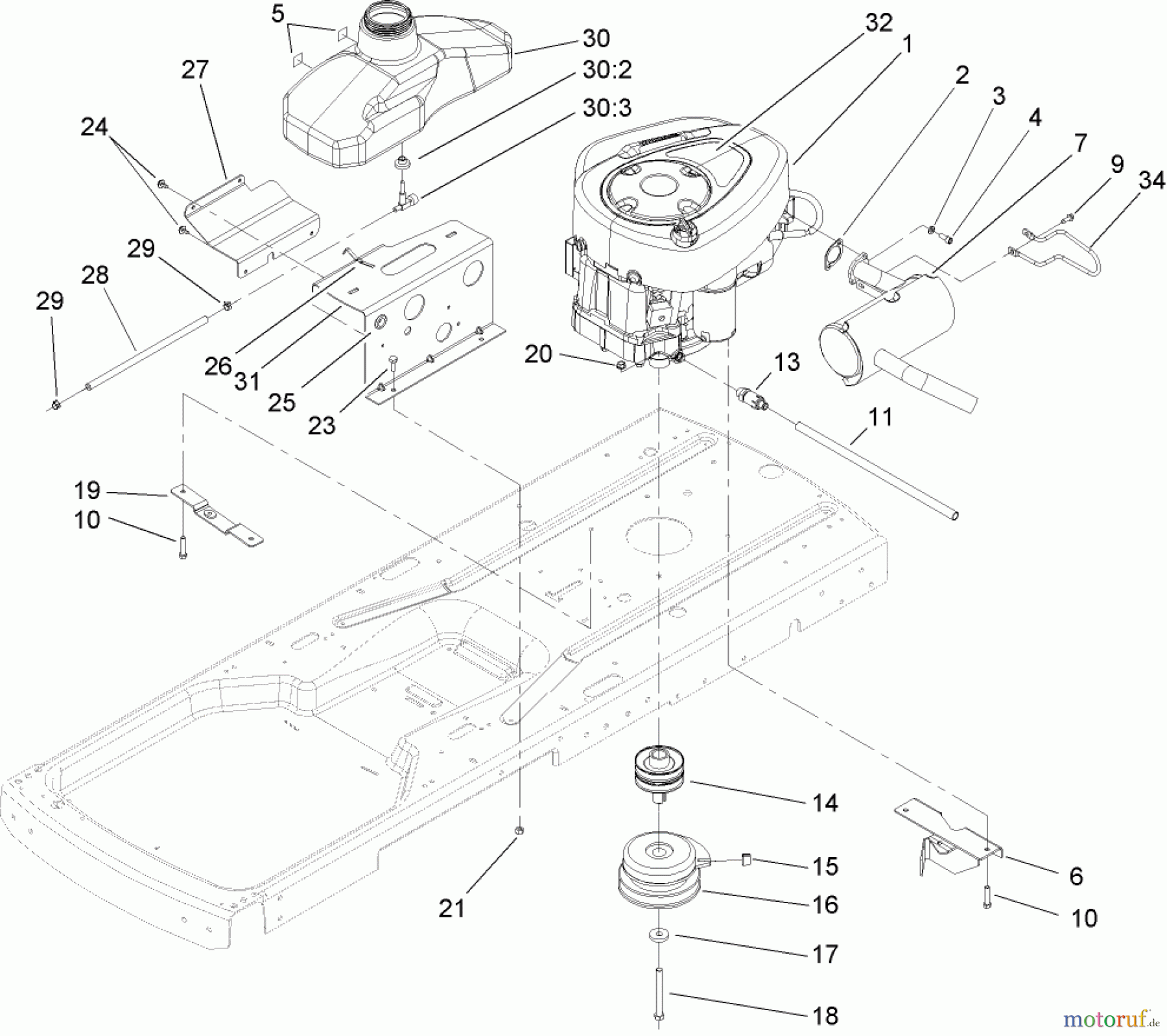 Toro Neu Mowers, Zero-Turn 74325 (Z420) - Toro TimeCutter Z420 Riding Mower, 2005 (250000001-250999999) ENGINE ASSEMBLY