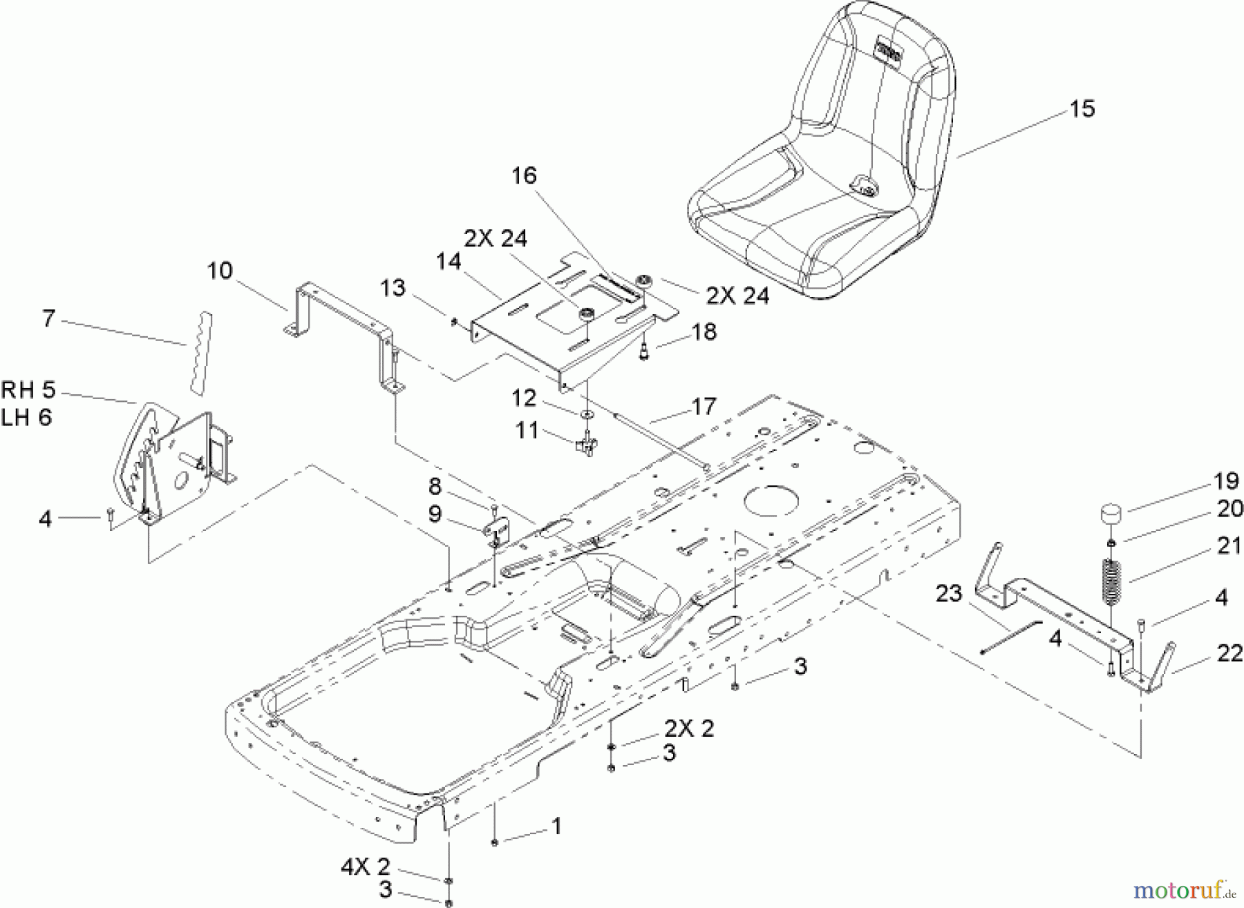 Toro Neu Mowers, Zero-Turn 74325 (Z420) - Toro TimeCutter Z420 Riding Mower, 2005 (250000001-250999999) SEAT ASSEMBLY
