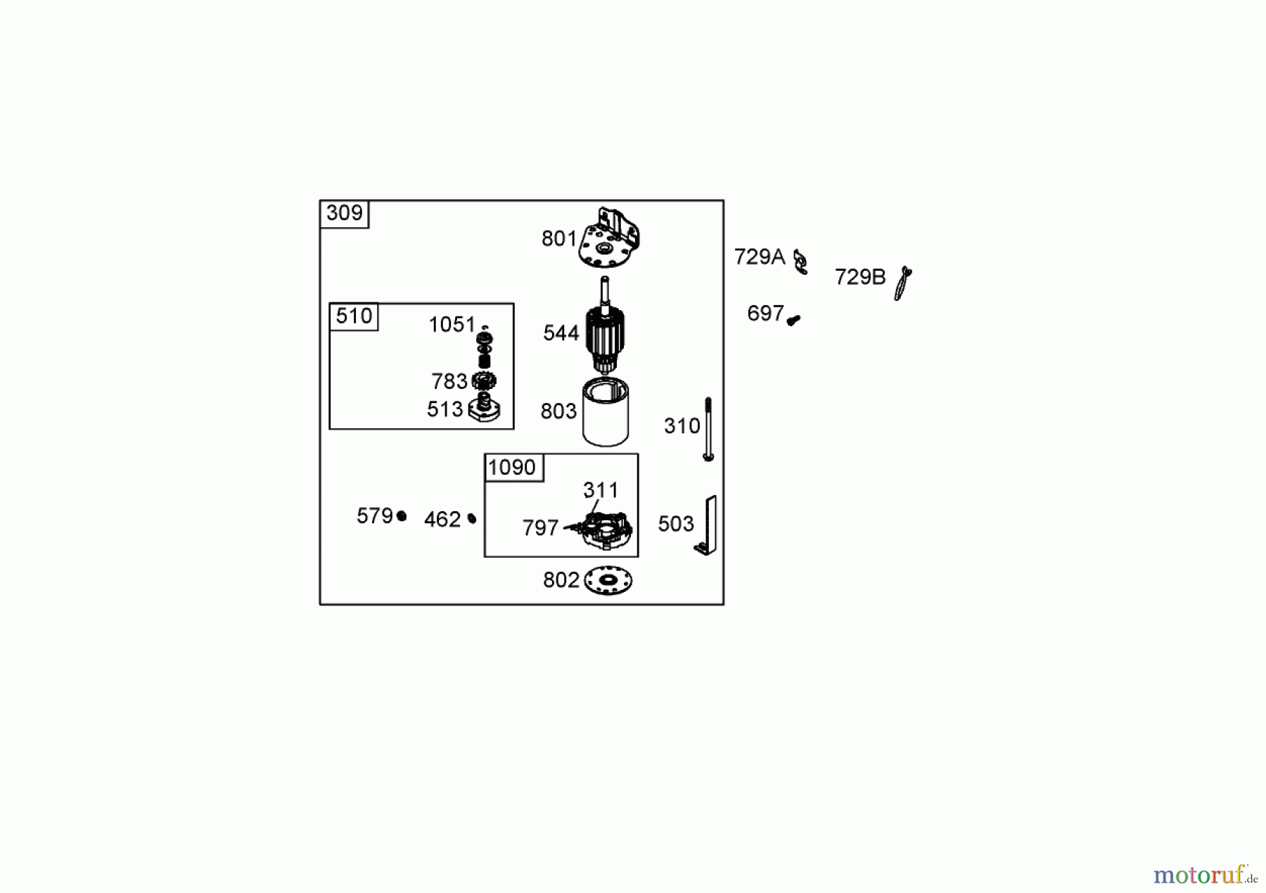 Toro Neu Mowers, Zero-Turn 74325 (Z420) - Toro TimeCutter Z420 Riding Mower, 2005 (250000001-250999999) STARTER ASSEMBLY BRIGGS AND STRATTON 286H77-0165-E1