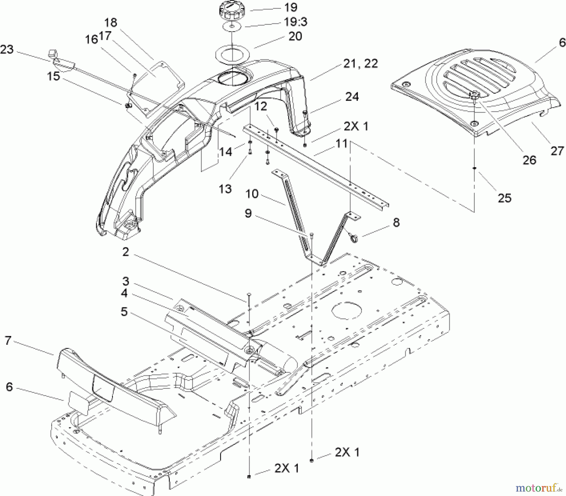 Toro Neu Mowers, Zero-Turn 74325 (Z420) - Toro TimeCutter Z420 Riding Mower, 2005 (250000001-250999999) STYLING ASSEMBLY
