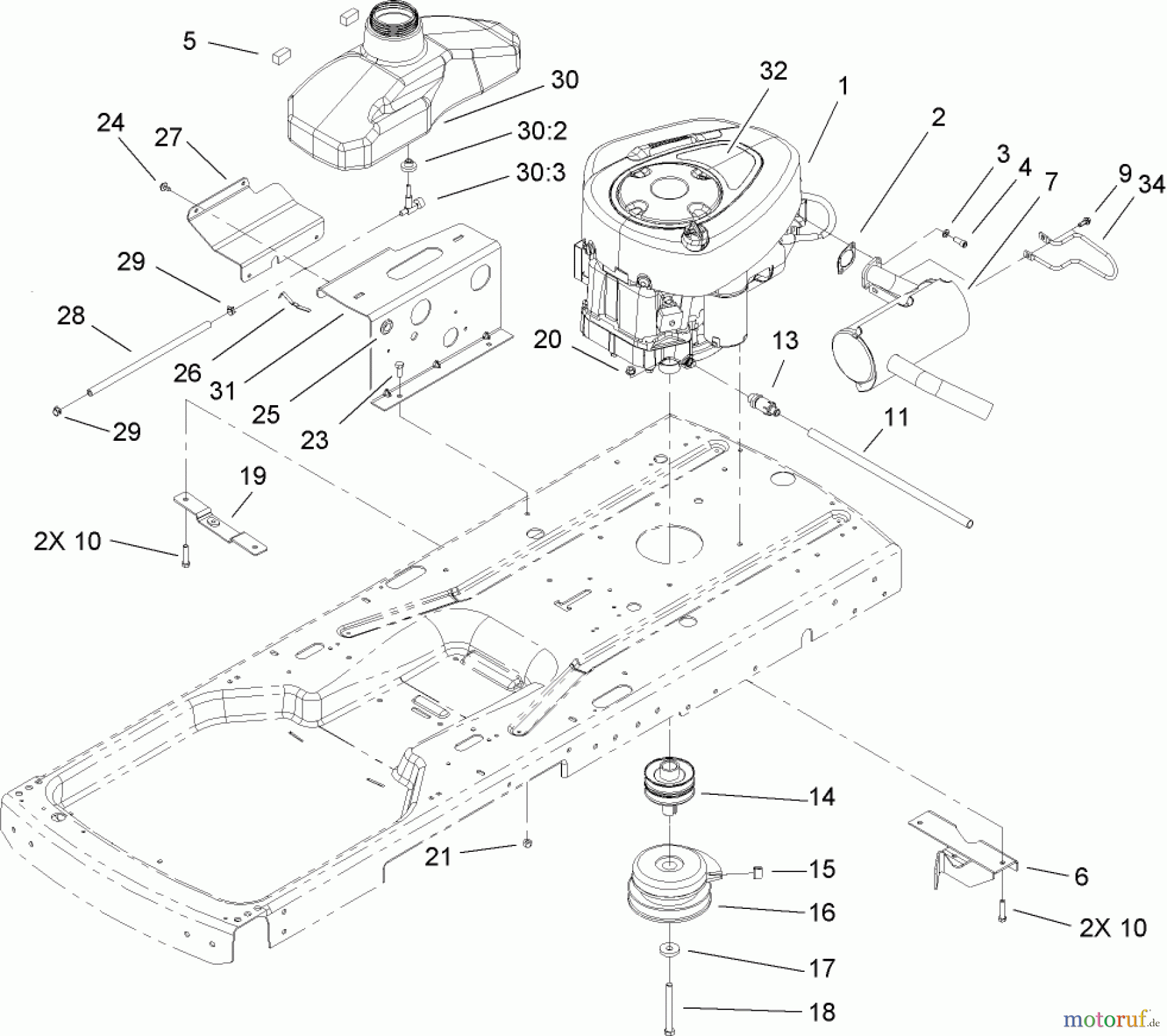 Toro Neu Mowers, Zero-Turn 74327 (Z420) - Toro TimeCutter Z420 Riding Mower, 2006 (260000001-260019999) ENGINE ASSEMBLY