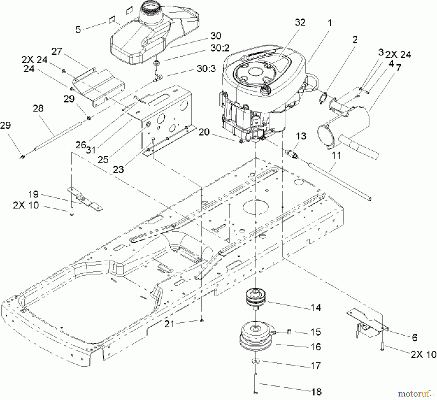  Toro Neu Mowers, Zero-Turn 74330 (Z420) - Toro TimeCutter Z420 Riding Mower, 2005 (250000001-250999999) ENGINE ASSEMBLY