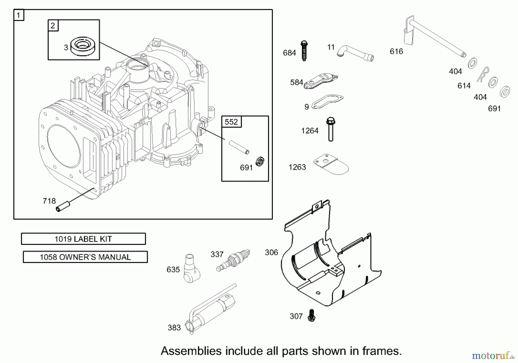 Toro Neu Mowers, Zero-Turn 74350 (17-42Z) - Toro 17-42Z TimeCutter Z Riding Mower, 2004 (240000001-240000178) CYLINDER ASSEMBLY BRIGGS AND STRATTON 31F777-0162-E1
