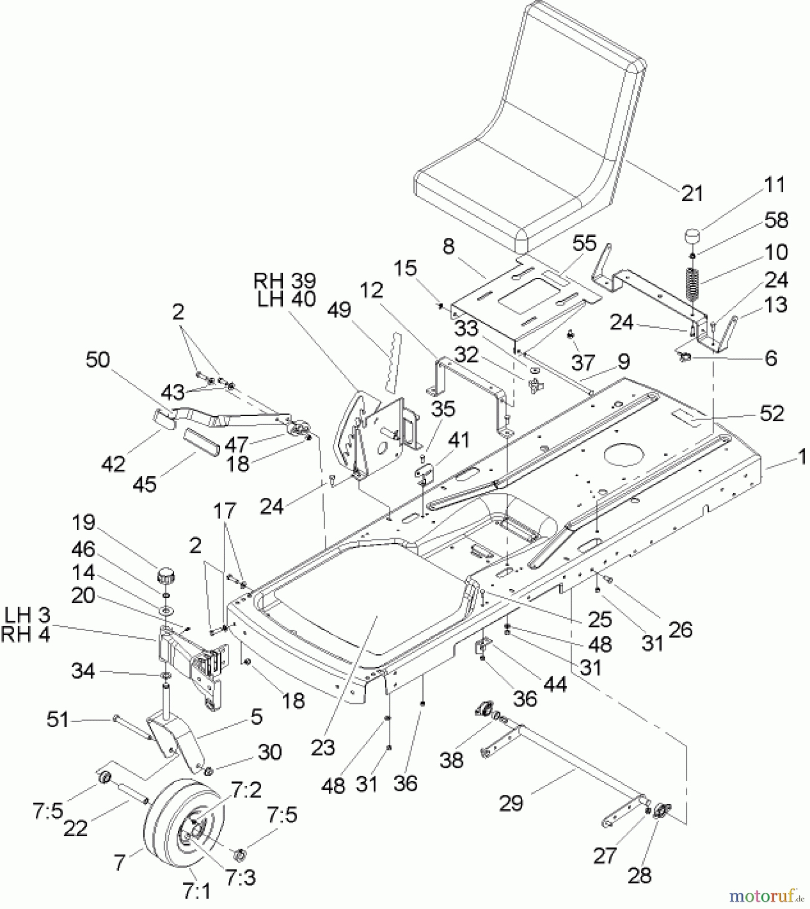 Toro Neu Mowers, Zero-Turn 74350 (17-42Z) - Toro 17-42Z TimeCutter Z Riding Mower, 2004 (240000001-240000178) FRAME ASSEMBLY