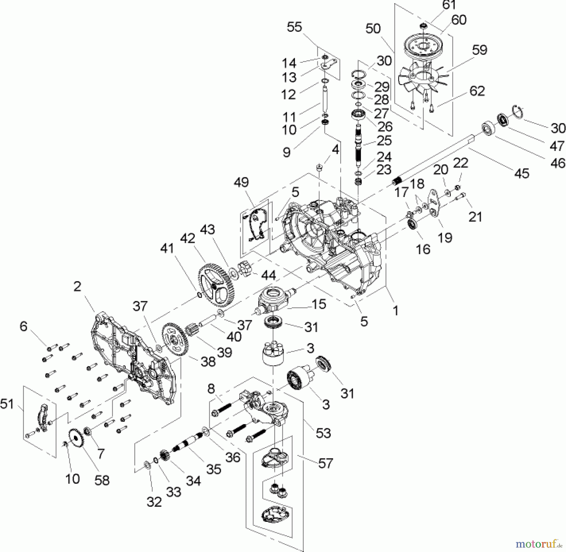 Toro Neu Mowers, Zero-Turn 74350 (17-42Z) - Toro 17-42Z TimeCutter Z Riding Mower, 2004 (240000001-240000178) RH HYDROSTAT ASSEMBLEY PART NO. 107-2466