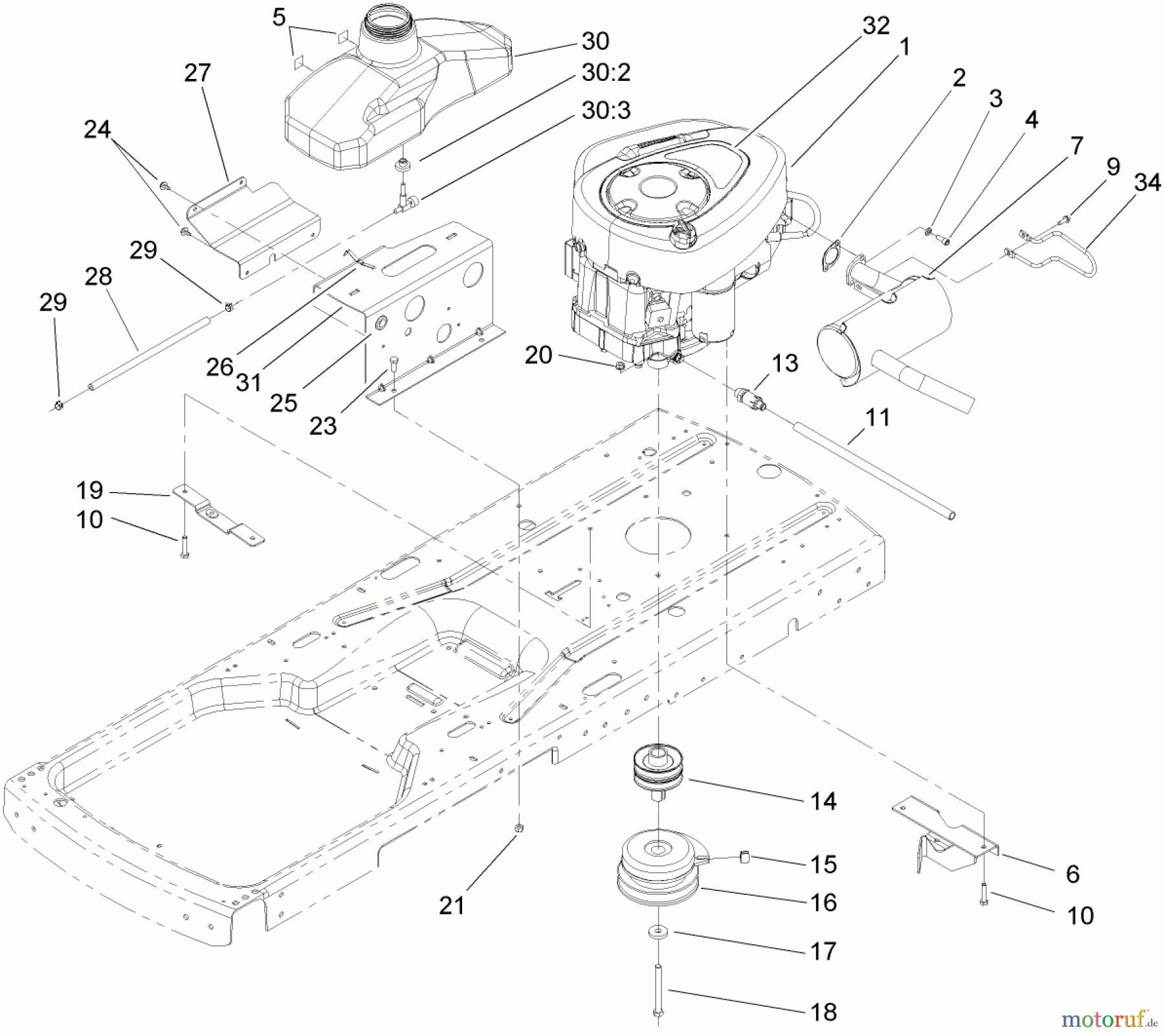 Toro Neu Mowers, Zero-Turn 74352 (Z480) - Toro TimeCutter Z480 Riding Mower, 2005 (250000001-250999999) ENGINE ASSEMBLY