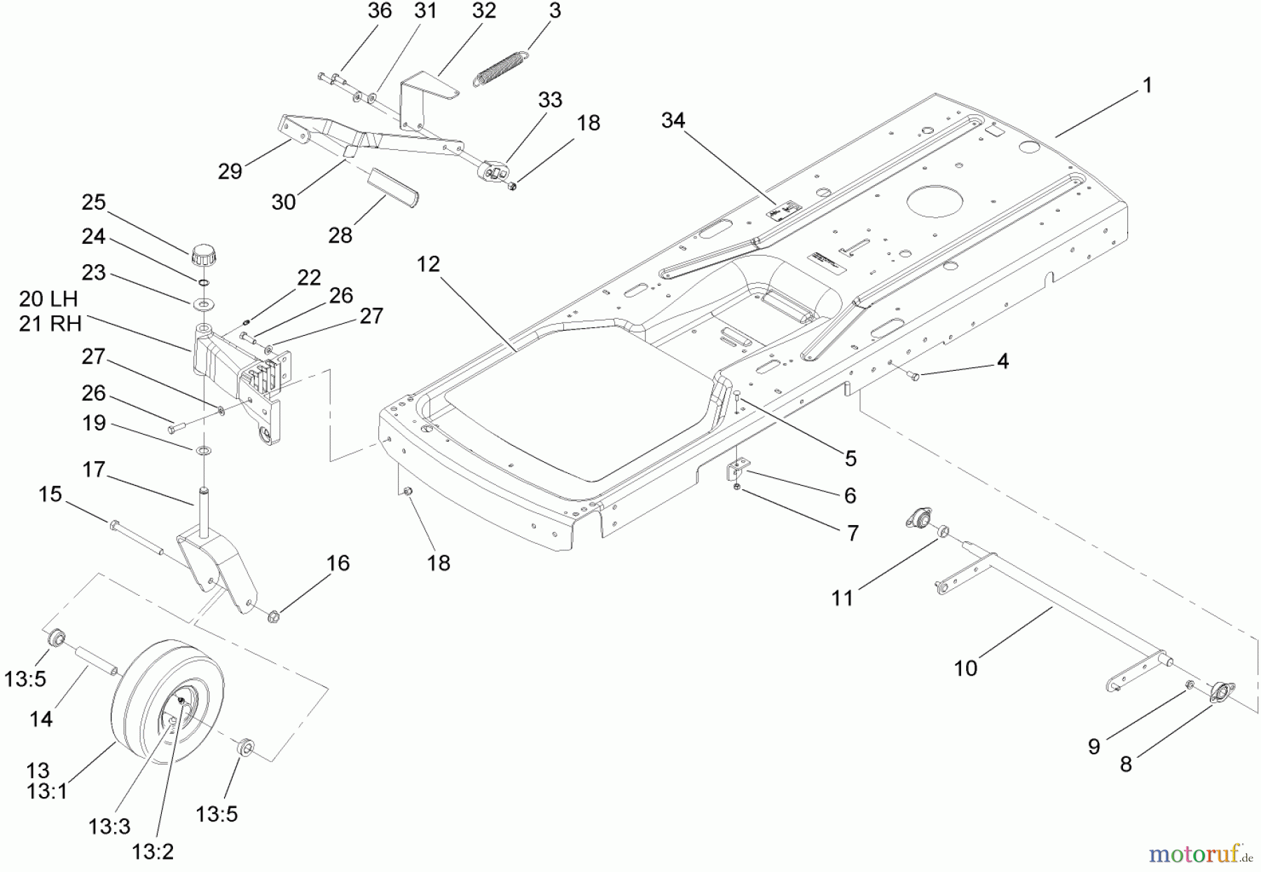 Toro Neu Mowers, Zero-Turn 74352 (Z480) - Toro TimeCutter Z480 Riding Mower, 2005 (250000001-250999999) FRAME ASSEMBLY