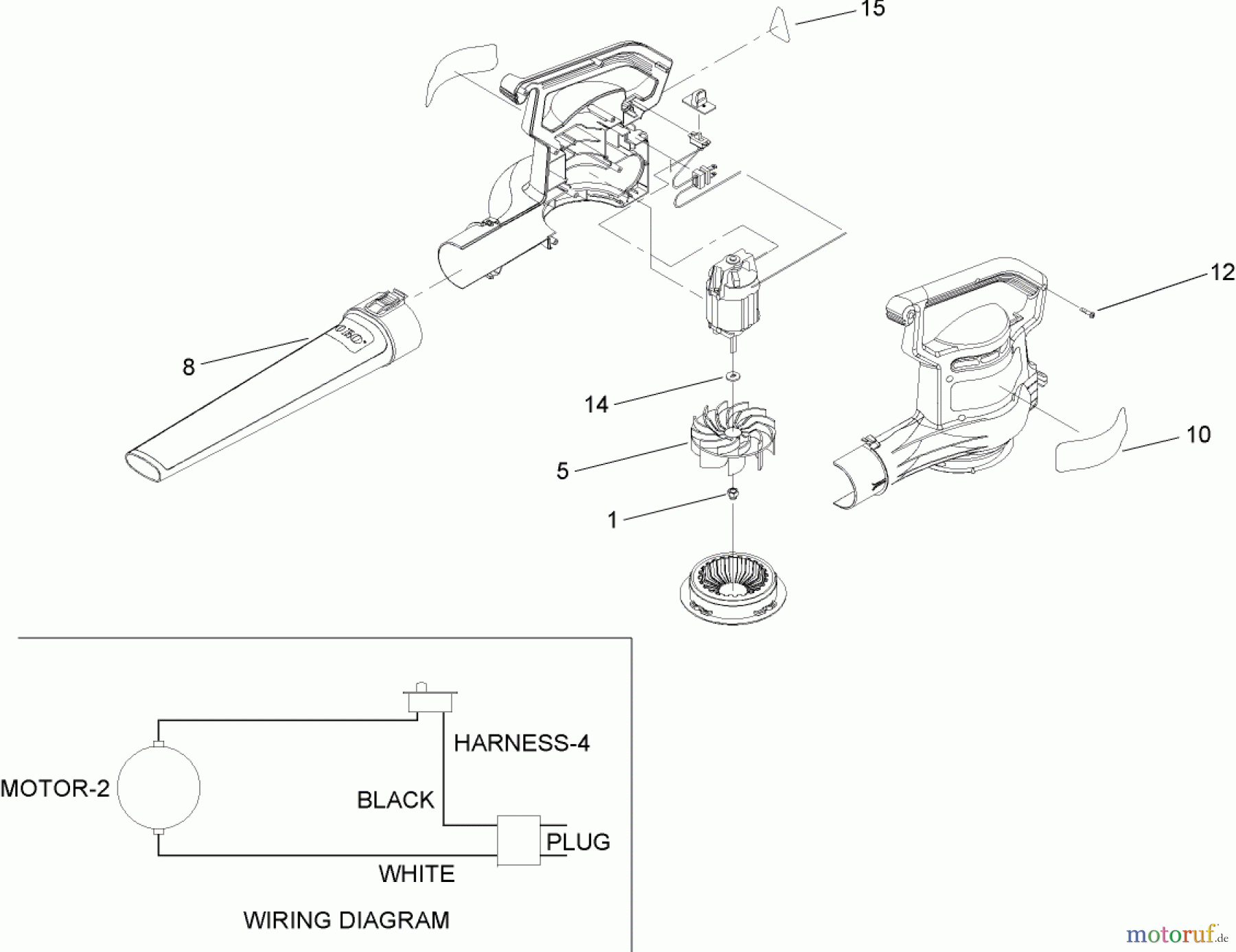 Toro Neu Blowers/Vacuums/Chippers/Shredders 51586 - Toro Power Sweep Blower, 2006 (260000001-260999999) BLOWER IMPELLER AND TUBE ASSEMBLY