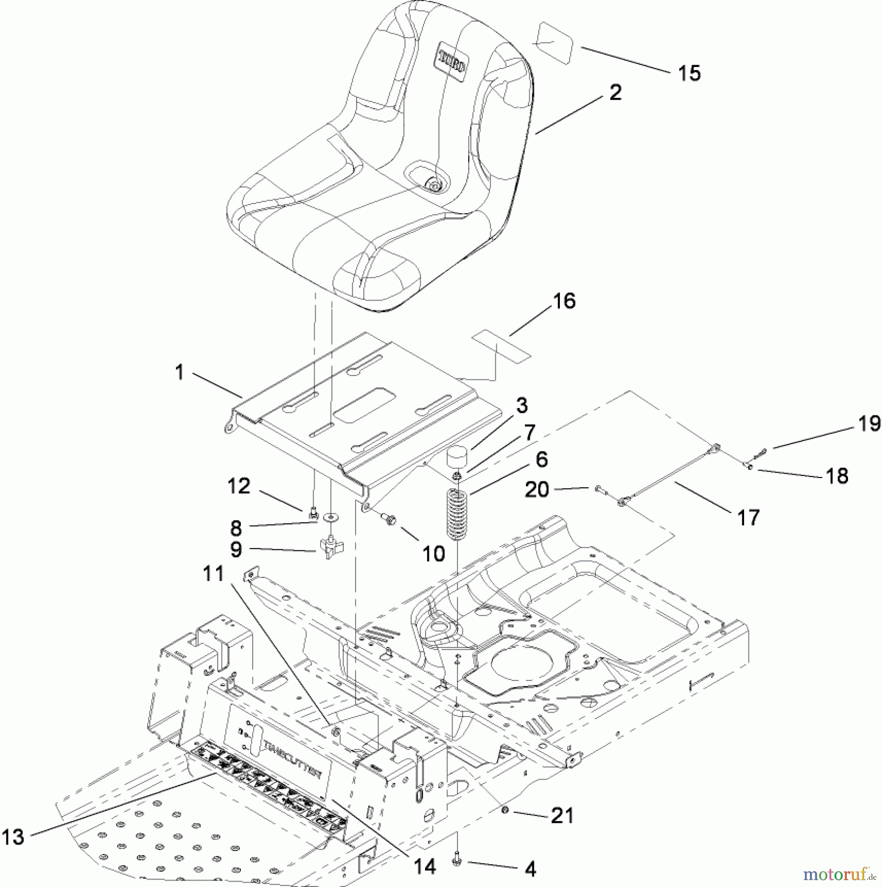  Toro Neu Mowers, Zero-Turn 74360 (Z4200) - Toro TimeCutter Z4200 Riding Mower, 2008 (280000001-280999999) SEAT ASSEMBLY