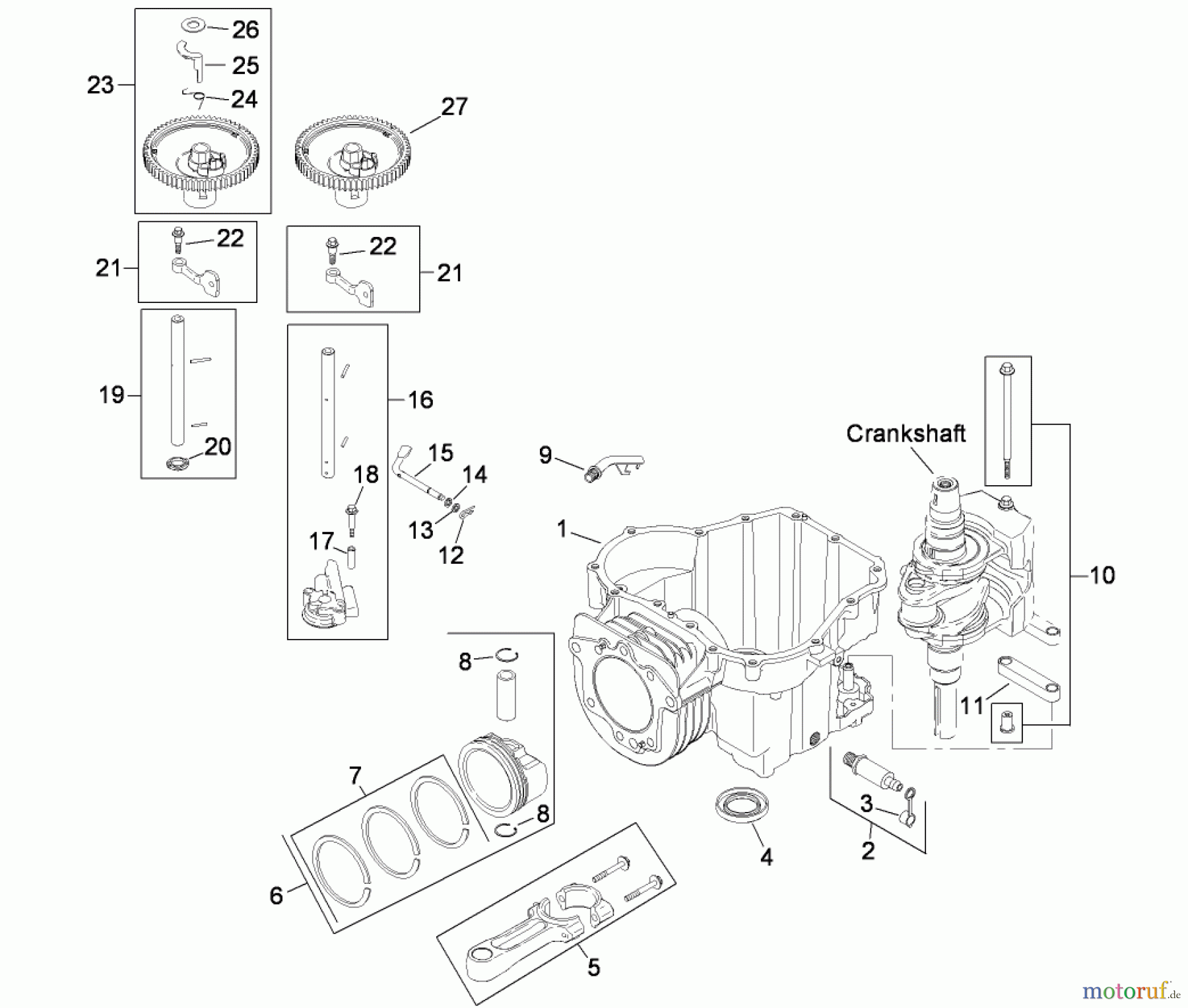  Toro Neu Mowers, Zero-Turn 74363 (Z4200) - Toro TimeCutter Z4220 Riding Mower, 2008 (280000001-280999999) CRANKCASE ASSEMBLY KOHLER SV610-0020