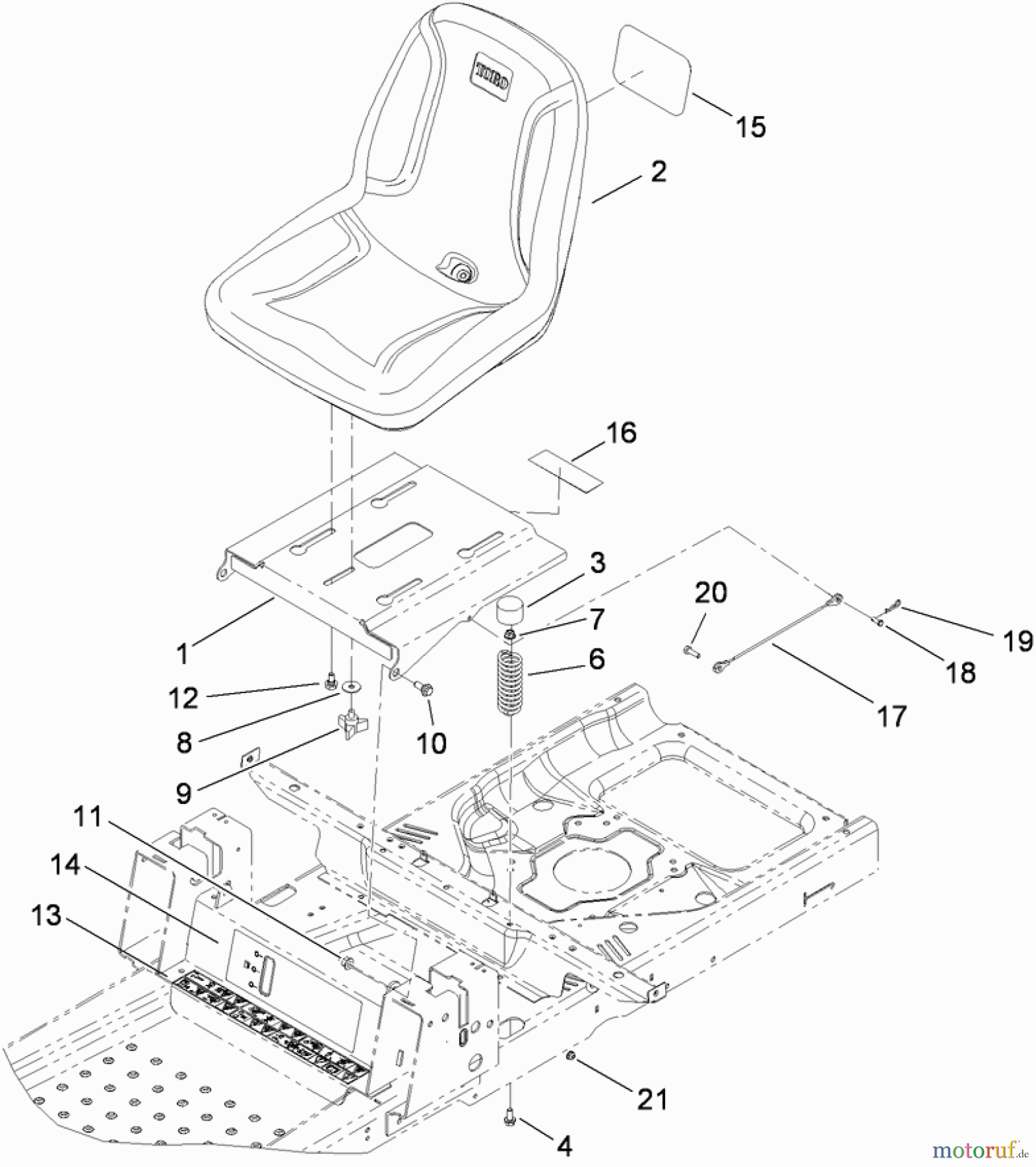 Toro Neu Mowers, Zero-Turn 74363 (Z4200) - Toro TimeCutter Z4220 Riding Mower, 2009 (290000001-290000504) SEAT ASSEMBLY