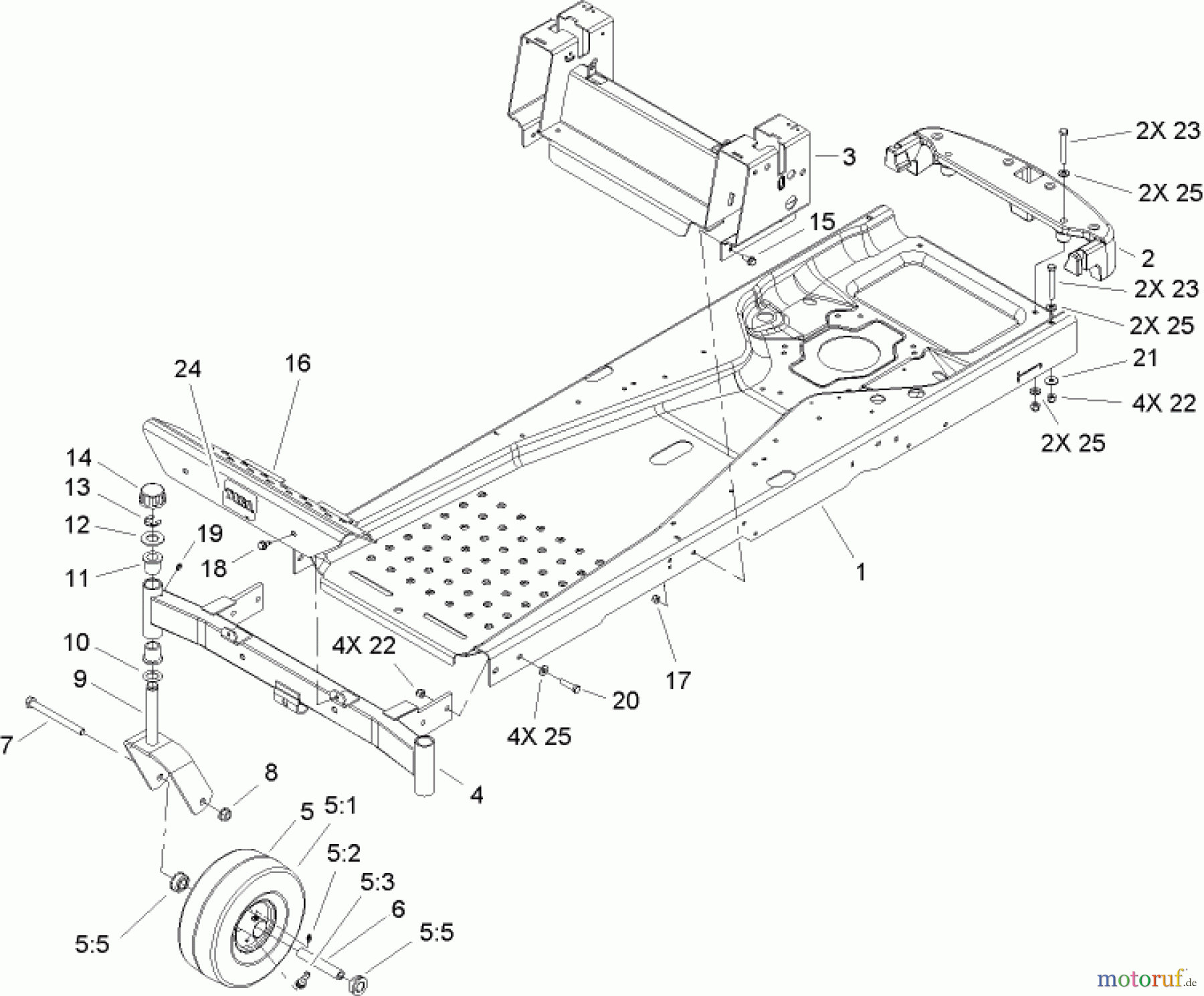 Toro Neu Mowers, Zero-Turn 74370 (Z5000) - Toro TimeCutter Z5000 Riding Mower, 2007 (270000001-270999999) FRAME ASSEMBLY