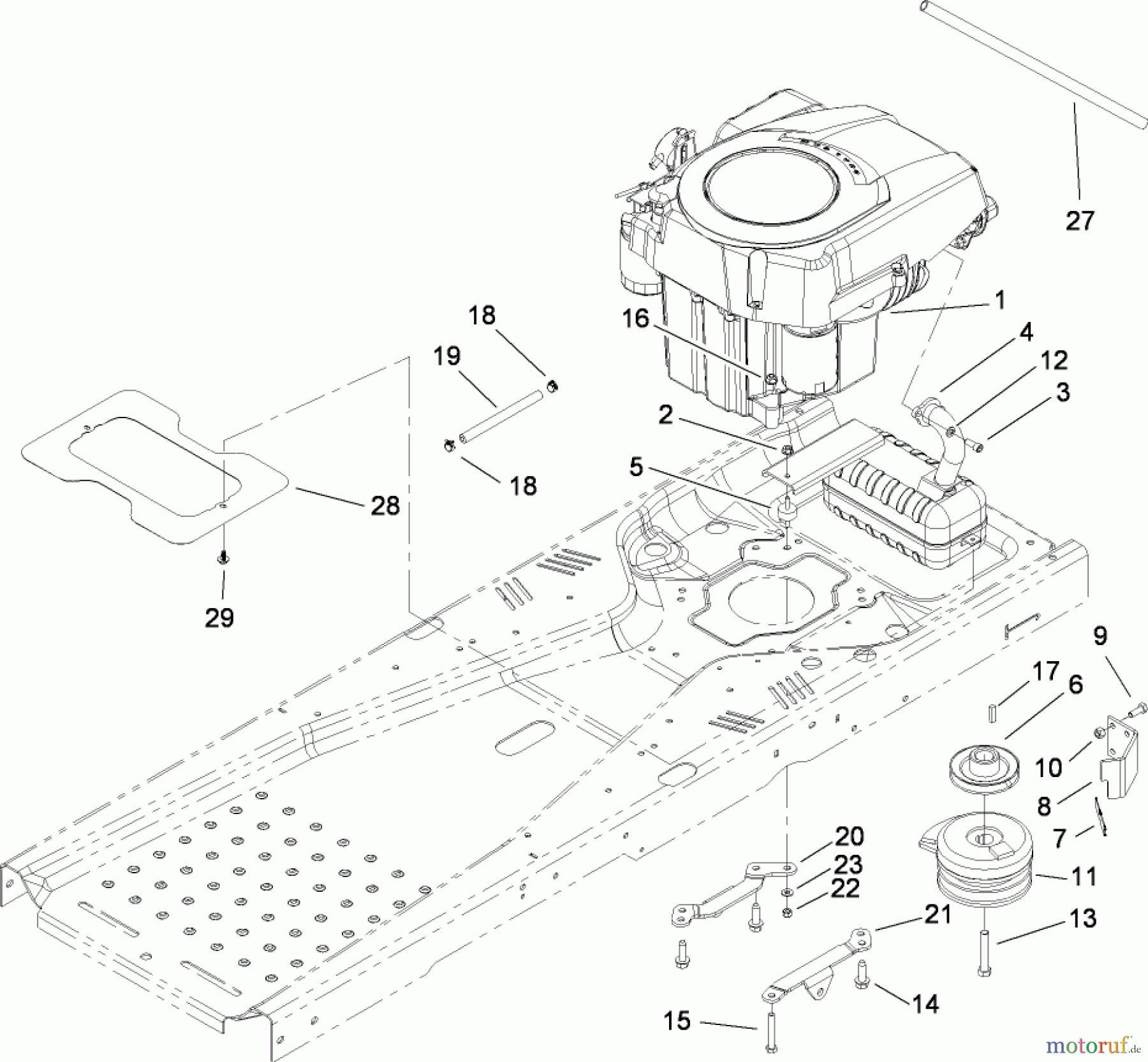 Toro Neu Mowers, Zero-Turn 74370 (Z5000) - Toro TimeCutter Z5000 Riding Mower, 2008 (280000001-280999999) ENGINE AND CLUTCH ASSEMBLY